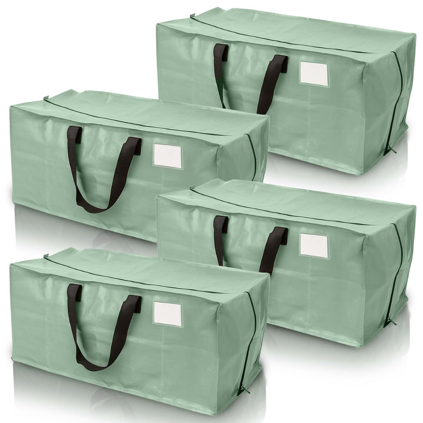 DURASACK Heavy Duty Moving Bag Storage Container Duffle Bag with Zipper, Reinforced Carry Straps and Backpack Straps, Made of Rugged Woven Polypropylene, Pack of 4, Sage