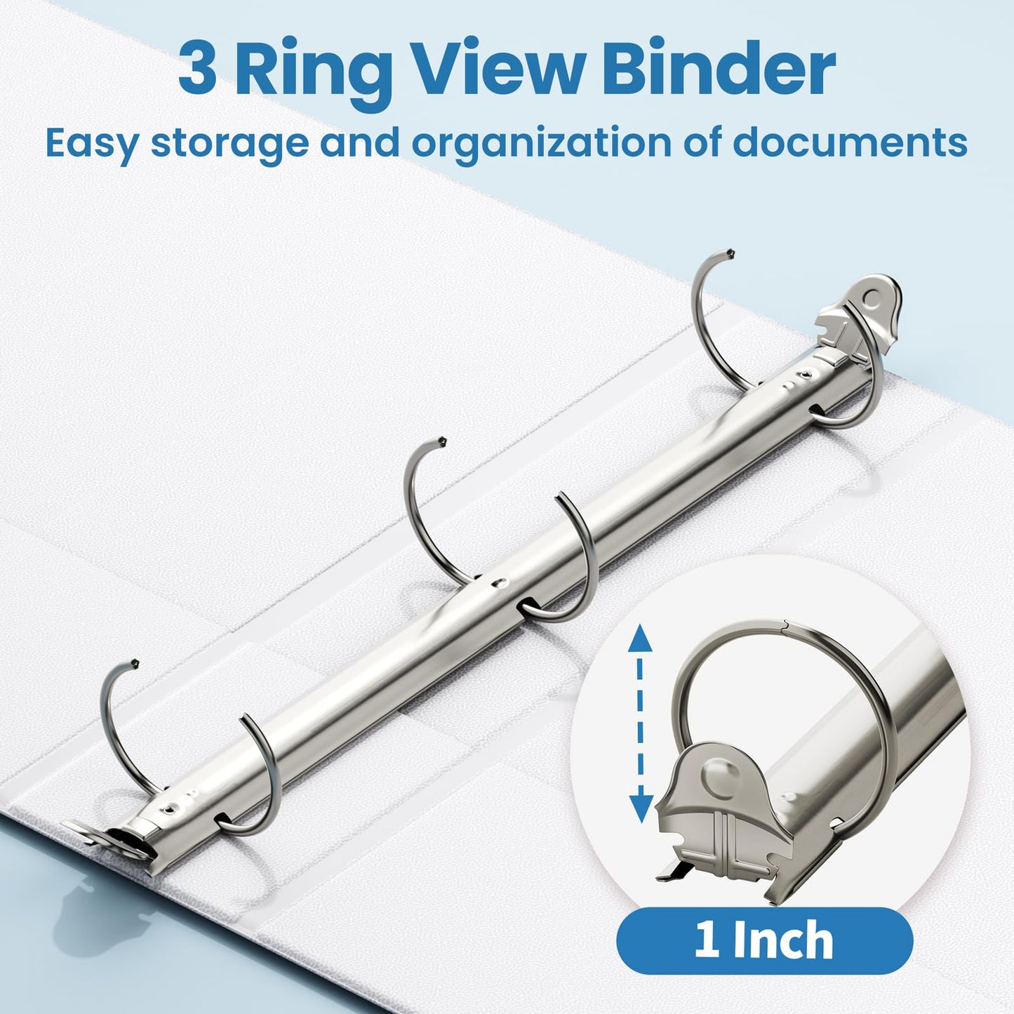 SUNEE 3 Ring Binders 1 Inch 12 Pack, Clear View Binders Bulk Three Ring PVC-Free (Fit 8.5x11 Inches) for School or Office Business Supplies, White