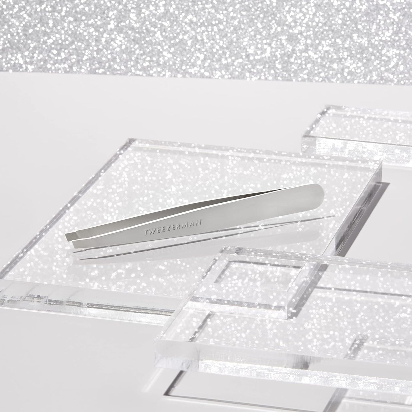 Tweezerman Stainless Steel Slant Tweezer - Eyebrow Tweezers for Women and Men (Platinum Silver)