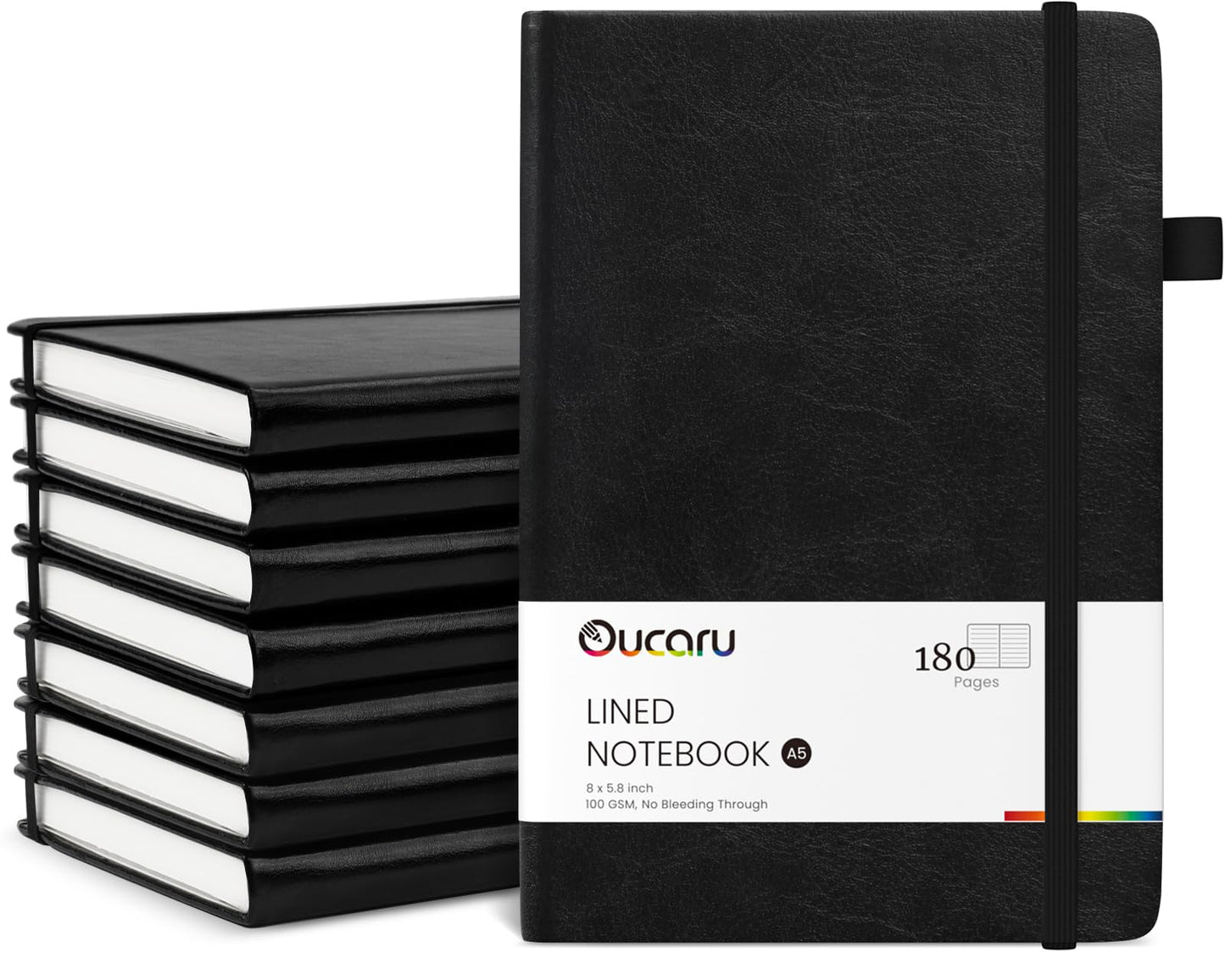 Oucaru Lined Journal Notebook, 8 Pack, 180 Pages, A5 Journals for Writing, 100 GSM Thick Paper, Small Notebooks Daily Journal for Women Men Work, Business, School, Travel Supplies