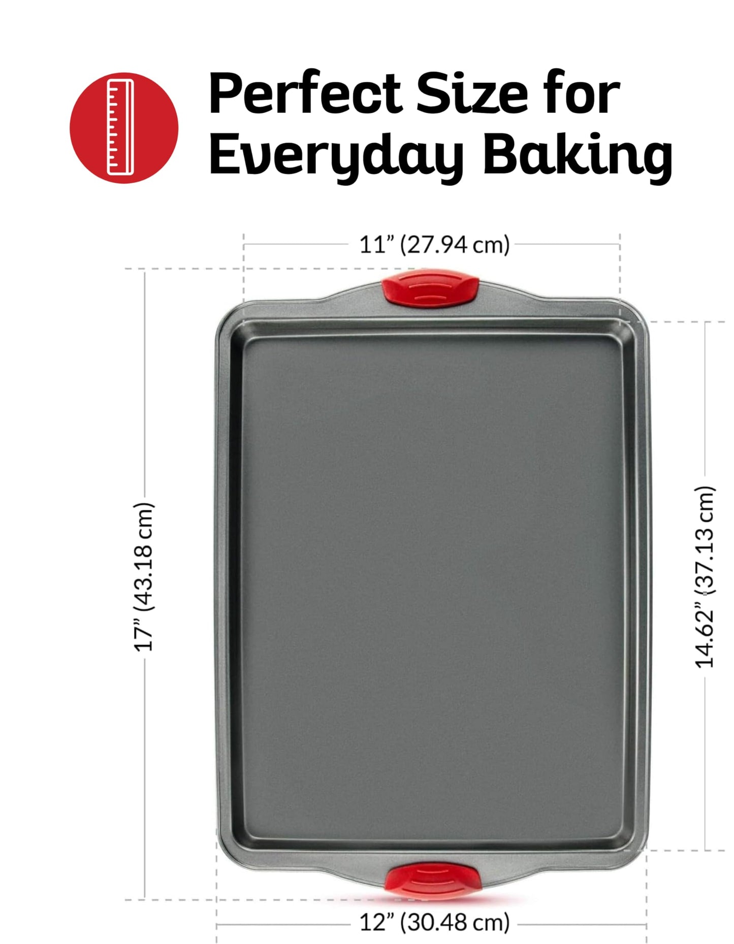 Premium Nonstick Baking Sheet Pans – Set of 3, Heavy-Gauge Carbon Steel, Warp, Dent, and Rust-Resistant – Gourmet Rimmed Half Cookie Sheet Trays, Non-Toxic for Exceptional Baking Performance