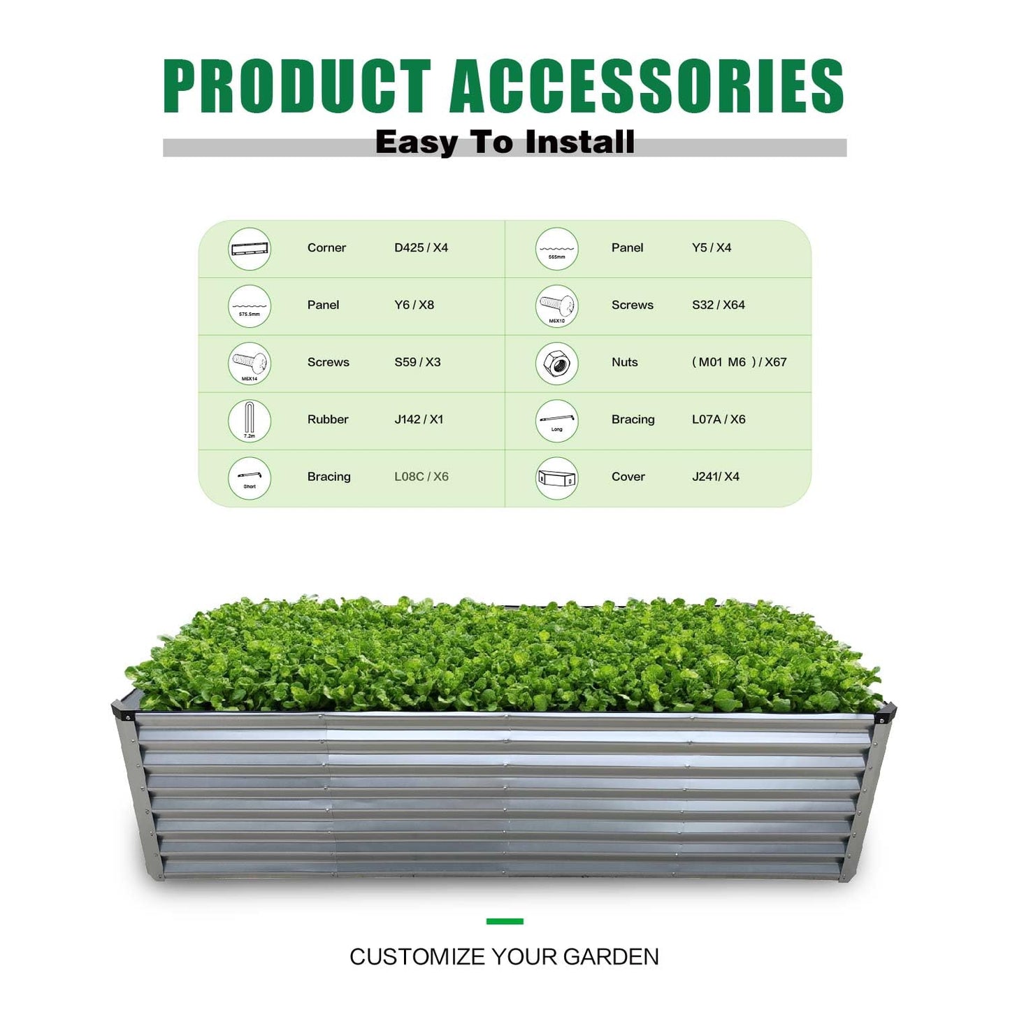 GrowHaus 8x4x2FT Galvanized Raised Garden Bed, Planter Boxes Outdoor Large Metal Garden Beds for Planting Vegetables Flowers Herbs Rectangle Silver