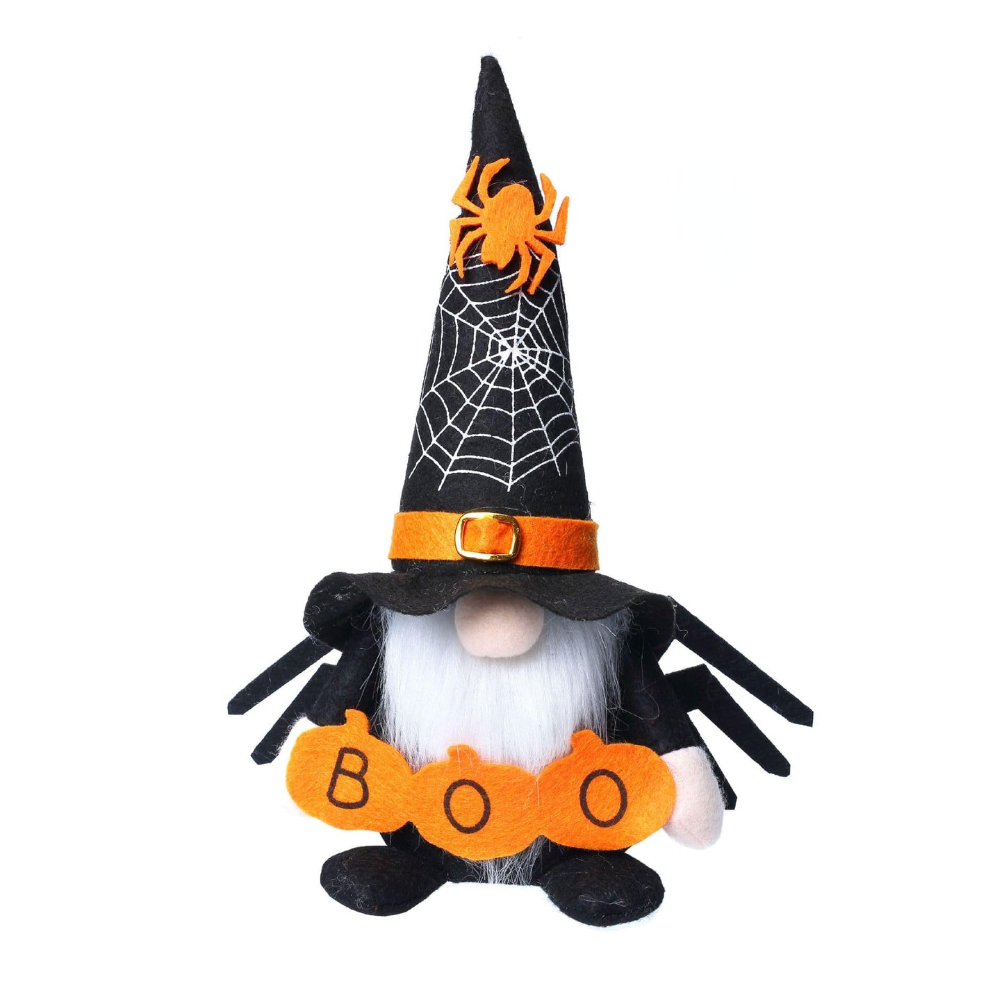 Ni-JASW Halloween Plush Gnomes Set of 2, Spooky Orange Black Spider Web Swedish Tomte Elf Figurines for Tiered Tray Home Decor