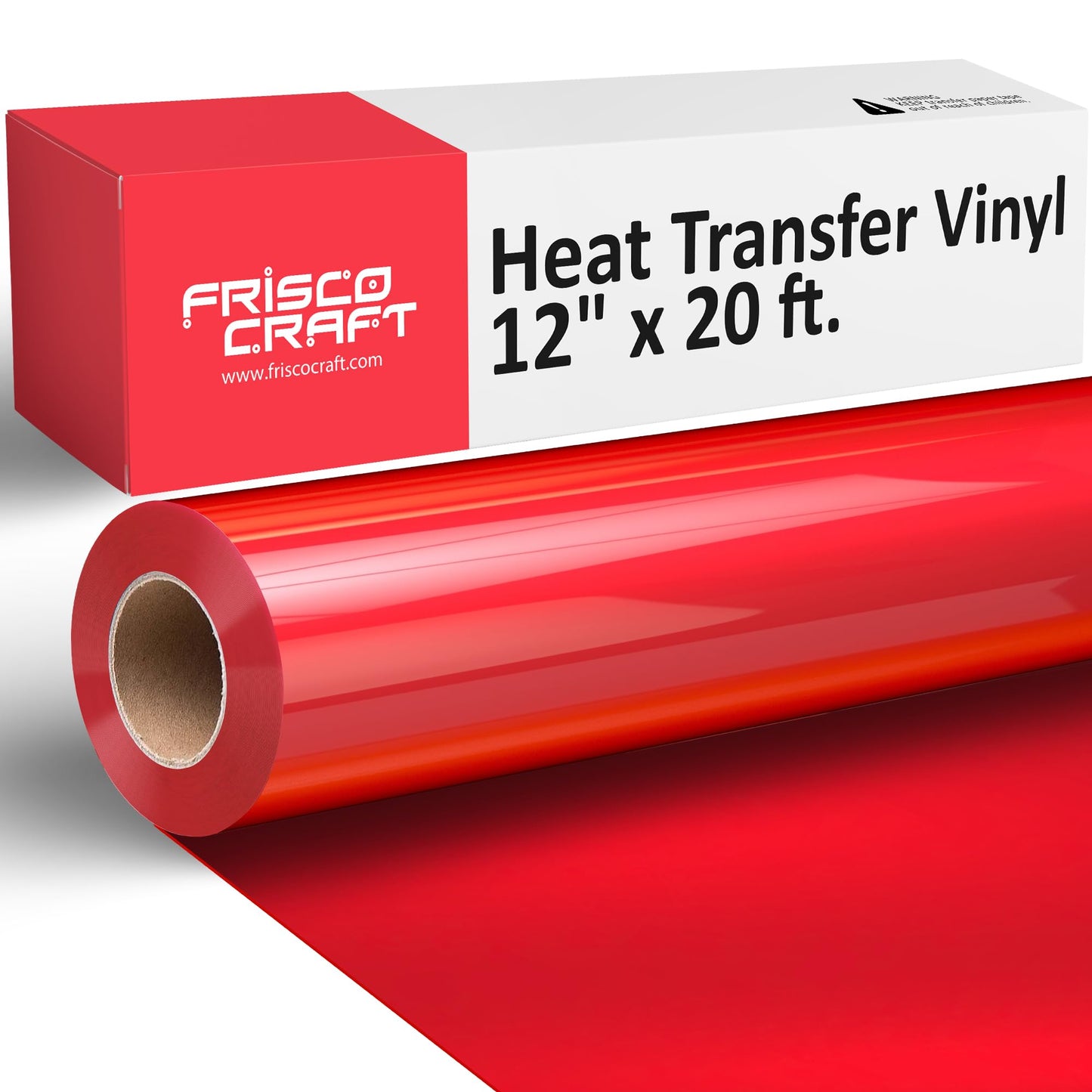 Frisco Craft HTV Vinyl Rolls - Heat Transfer Vinyl Rolls for Custom Prints - 12" x 20ft Matte HTV Roll - Iron on for All Cutter Machines - PU Heat Transfer - DIY (Red)
