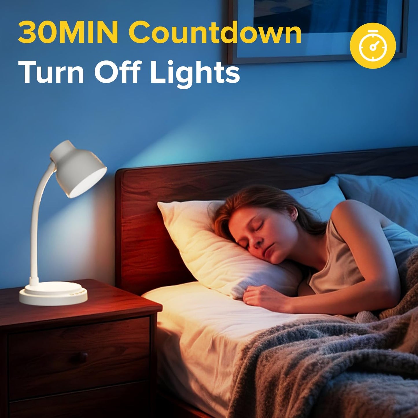 LED Desk Lamp With 96 LEDs,High lumens Table lamp,Desk Lamp for Office Home,4 Brightness Dimmable Flexible Table Lamp,Reading Light with a Timer Function for Bedside, Office, and Study Desk Use(White)