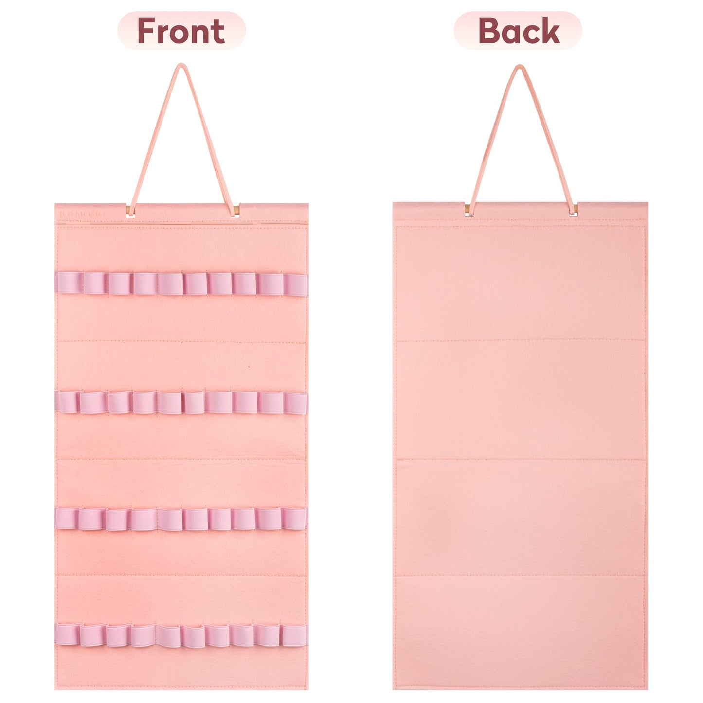 JOYMOMO Hanging Headband Holder for Girls, Felt Headband Organizer with 40 Slots (Pink)