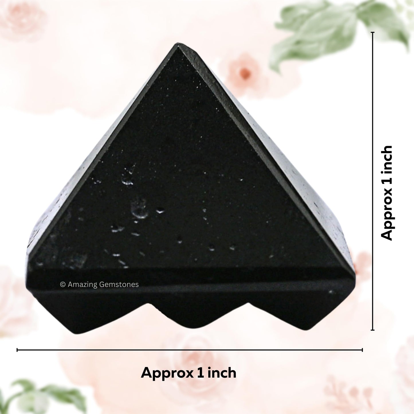 Amazing Gemstone Black Tourmaline Crystal Pyramid with 9 Pyramid Plate Bottom - 1" Mini Pyramid Figurine of Natural Stone Pyramid for Meditation, Reiki, Chakra Balancing Vastu Pooja and Crystal Grids