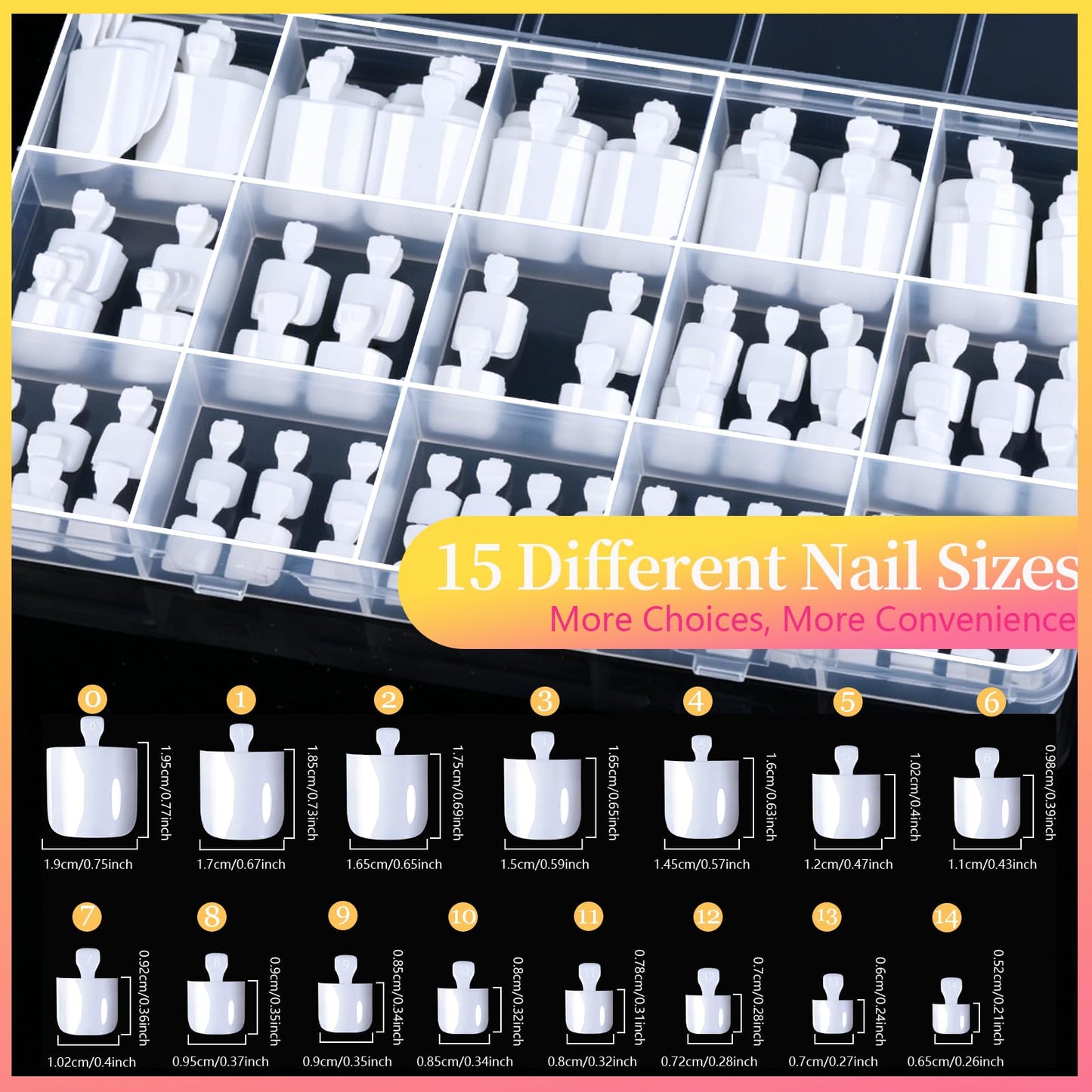 Teentor Square White Toenails Press on Kit, 15 Sizes Toe Nail Press ons with Nail Glue, Thick Press on Toenails Toe Press on Nails Tips for Women, Full Cover Glossy Fake Toe Nails Glue on for Wedding