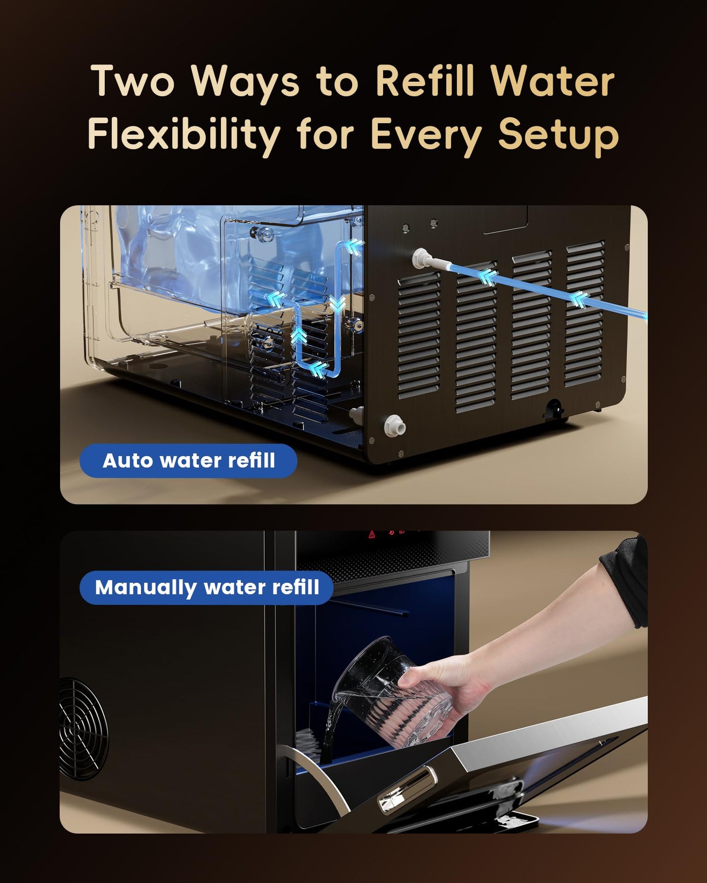 ecozy 2" Clear Ice Ball Maker Countertop with CrystalFlux Technology, 4 pcs in 40 Mins, 144 pcs/Day, Sphere Ice Maker with Enhanced Insulation, Automatic Water Supply, Self-Cleaning for Whiskey Bar