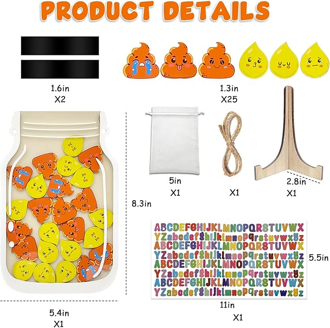 Magnetic Reward Jar for Kids – Poop Reward Jar with Colorful Letter Stickers Behavior, Classroom Incentive Suitable for Teachers Parents Kids Motivational Tool