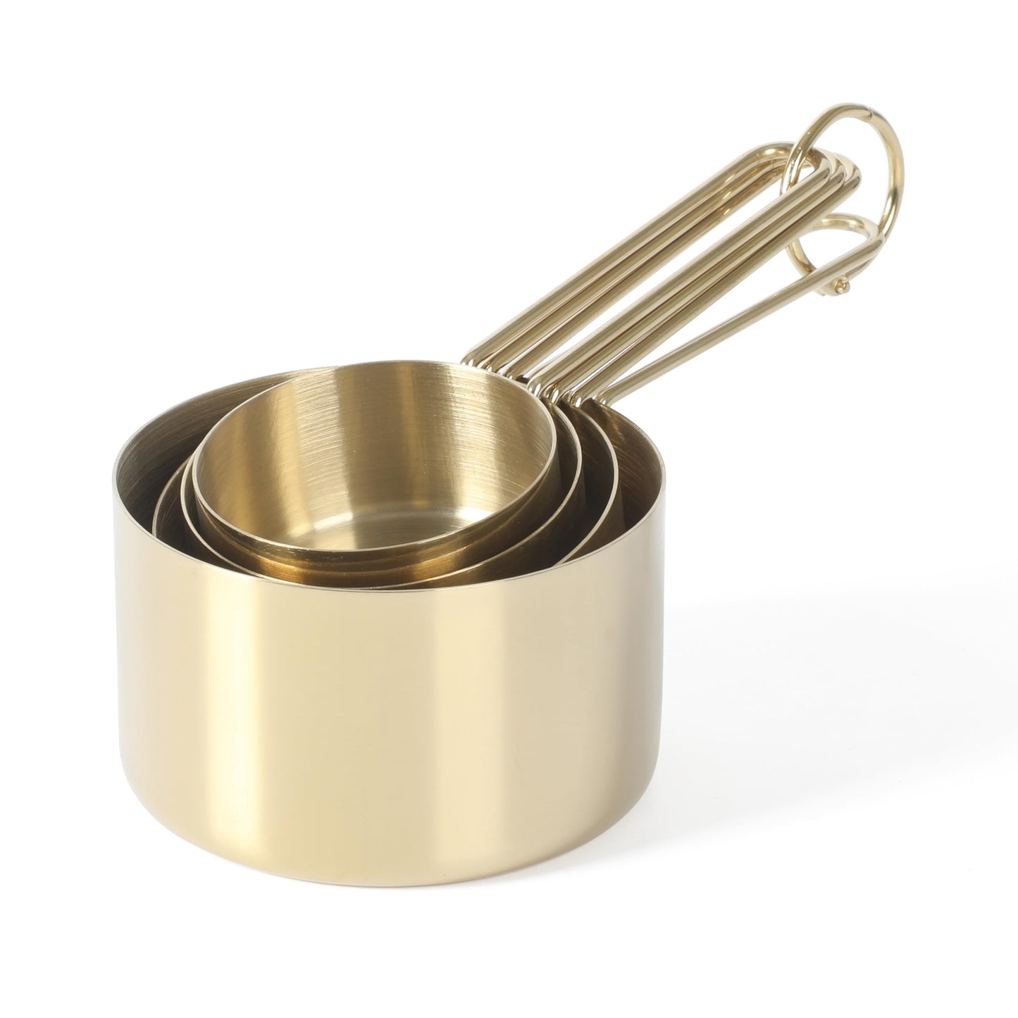 Martha Stewart Richburn 4-Piece Gold Stainless Steel Measuring Cup Set – Durable and Stylish Kitchen Measuring Tools for Baking and Cooking