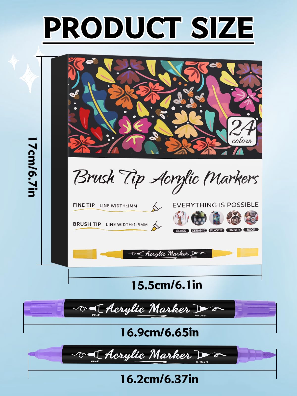 EBANKU 24 Pcs Nail Art Pens Set, Nail Polish Pens Quick-Drying Nail Art Markers Acrylic Paint Nail Point Graffiti Dotting Liner Pen No Squeeze Needed for Christmas Party