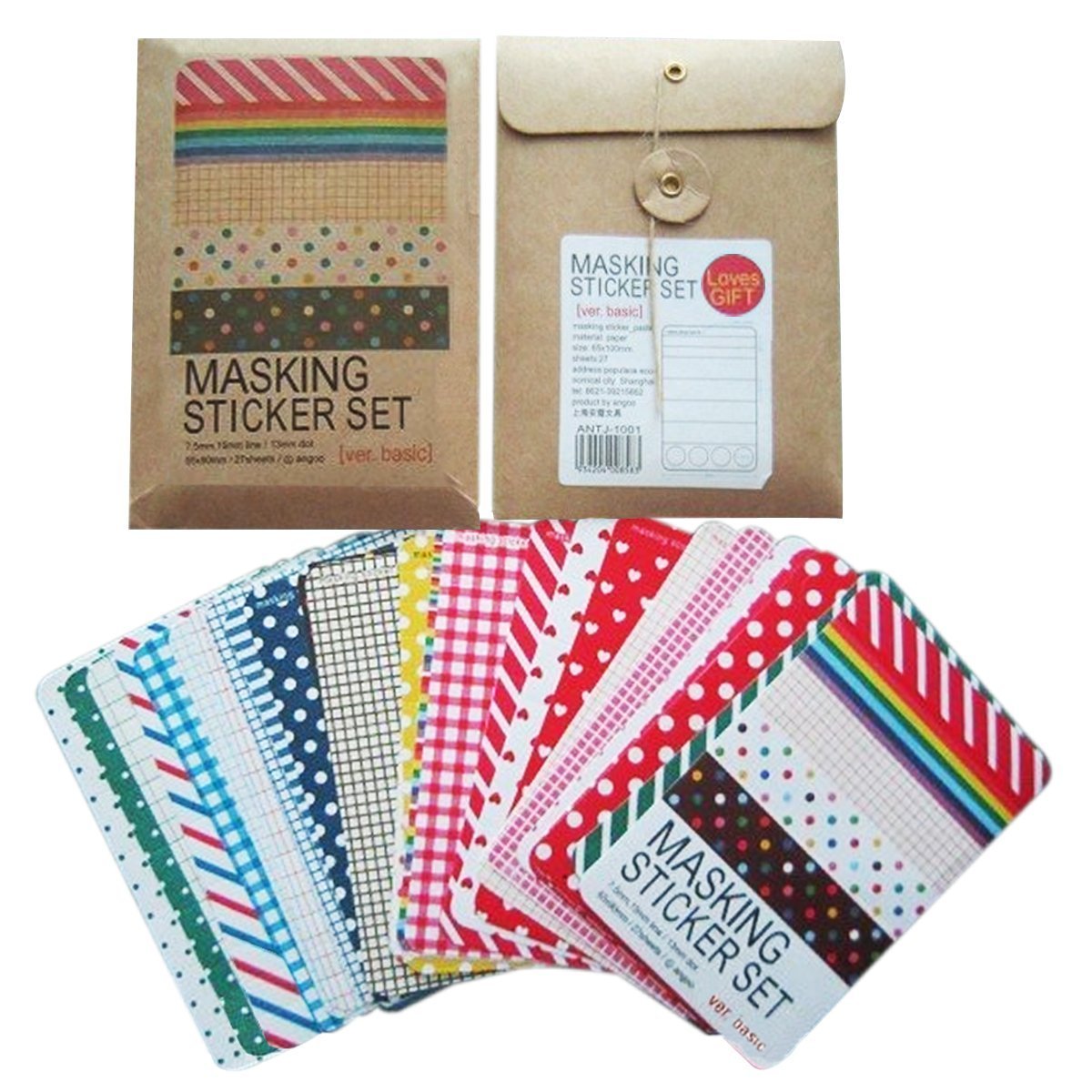 Wrapables® Decorative Patterns Masking Sticker Set (3 Set), Solid w/Tin + Basic + Pastel