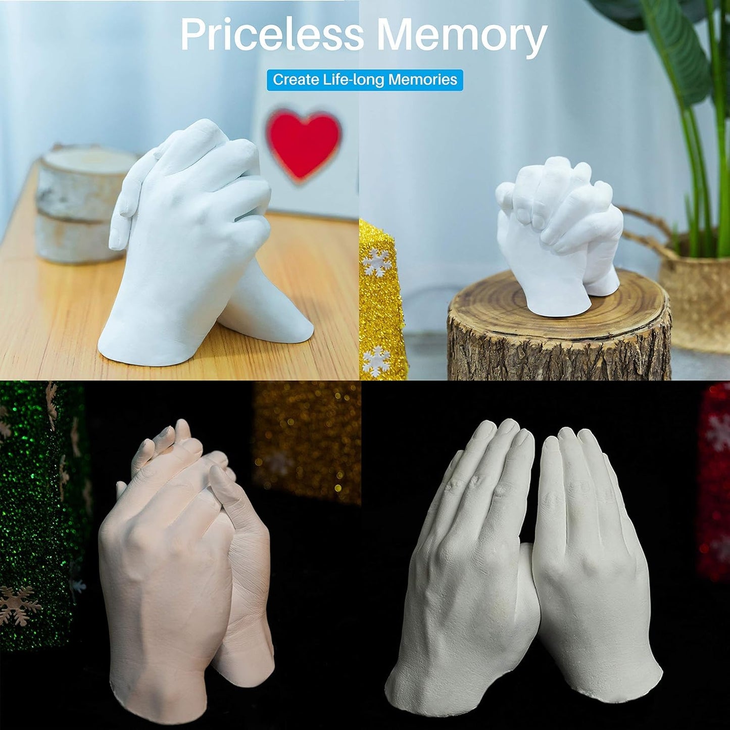 Hands Casting Kit, DIY Plaster Statue Molding Kit & Hand Casting Kits for 2 Adult, Wedding, Friends, Anniversary, Hand Hold Casting Kit for Holiday Activities and Perfect for Couple Gift Ideas