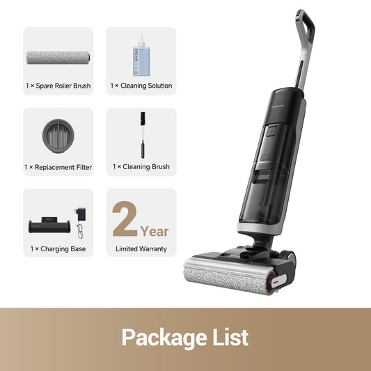 DREAME H14 Pro Wet Dry Vacuum Cleaner, 180° Lie-Flat Vacuum Mop, 140°F Washing and Fast Hot Air Drying, Powerful 18kPa Suction Floor Cleaner Machine, Easy GlideWheel Movement, Smart App Control