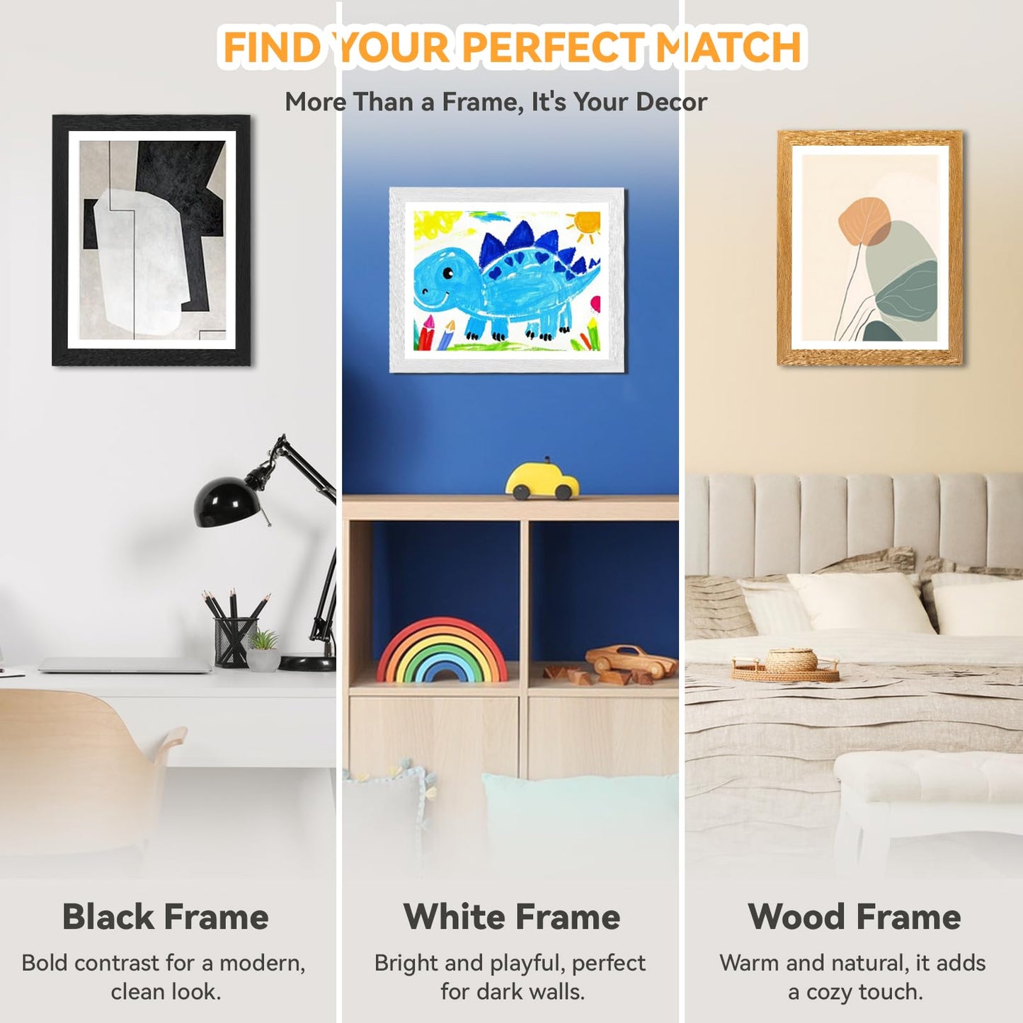 2-Pack Kids Artwork Frames 10x12.5 Front Opening Kids Art Frame for Wall Art work Picture Display Holds 50+ Pcs for Kids Drawings Changeable Frames for Kids' Artwork Storage and Display – Black