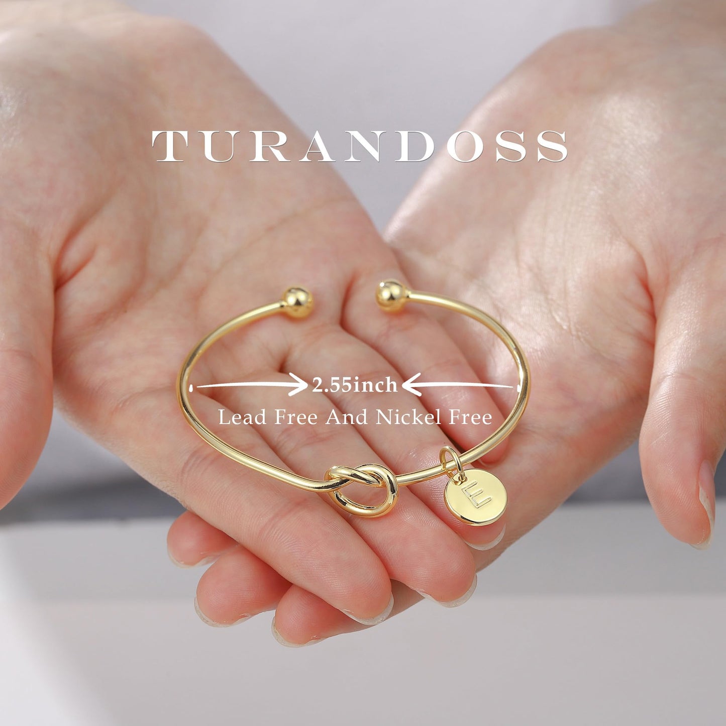 Turandoss Initial Bracelets for Women - Dainty Knot Letter A Initial Bracelet Personalized Cuff Bangle Bracelet for Women Jewelry Gifts