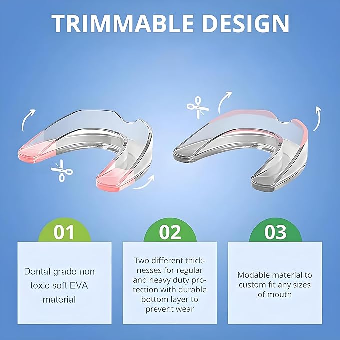 Mouth Guard for Grinding Teeth at Night，buluoushen Night Guard，6 Pack Night Guards for Teeth Grinding，Teeth Grinding Mouth Guard for Sleep,2 Sizes & 1 Travel Case