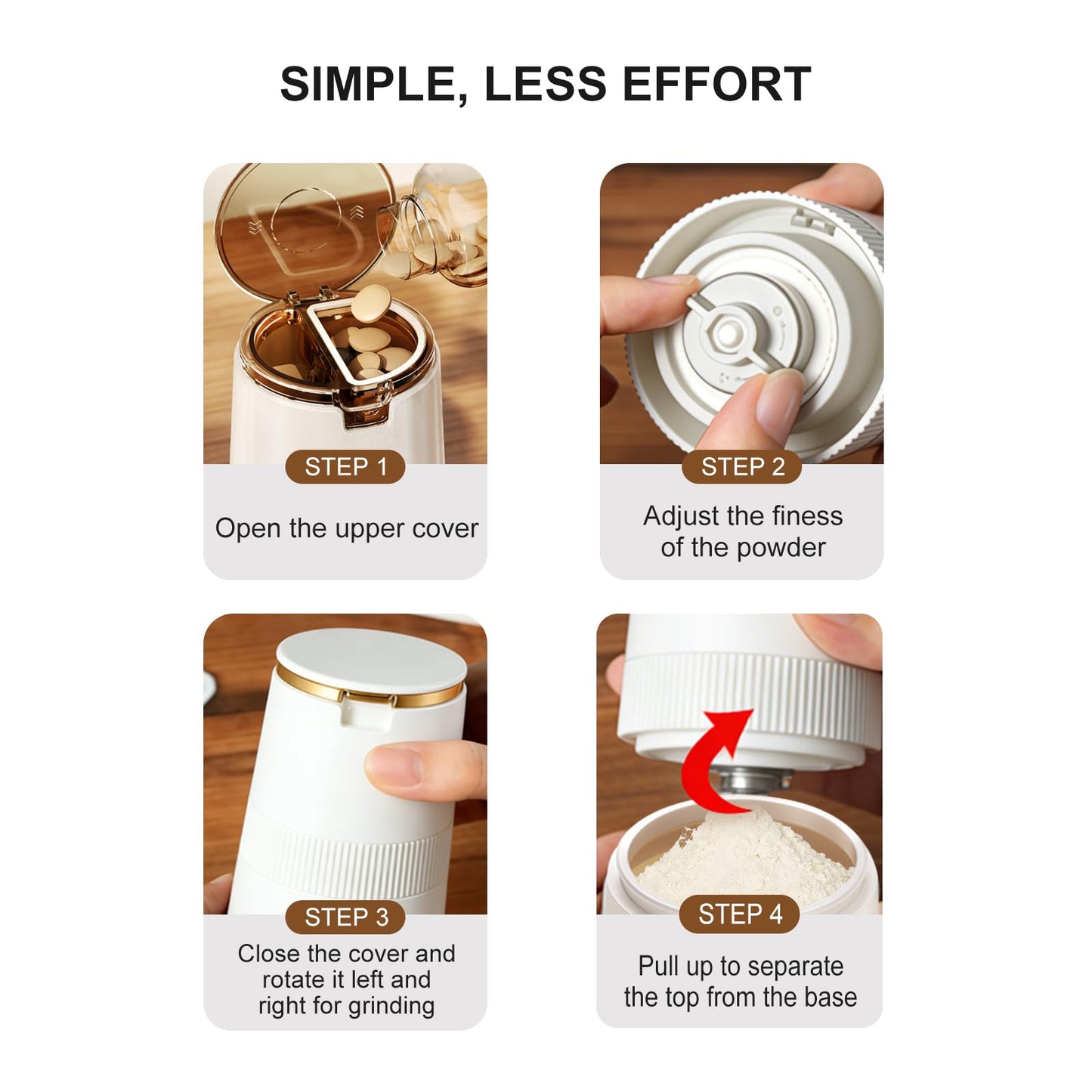 LONGMON Pill Crusher 3-in-1, Pill Grinder for Fine Powder, Effortless Medication Pulverizer & Splitter with Storage Cup, Arthritis Friendly for Elderly, Pets