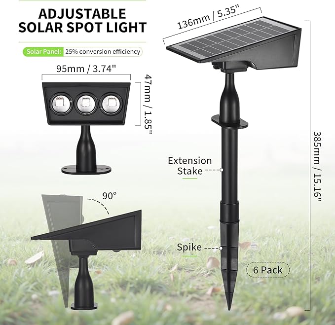 Solar Spot Lights Outdoor, RGB Solar Landscape Spotlights IP65 Waterproof Adjustable Light House Lights Colorful Spot Light for Yard Garden Pathway (6)