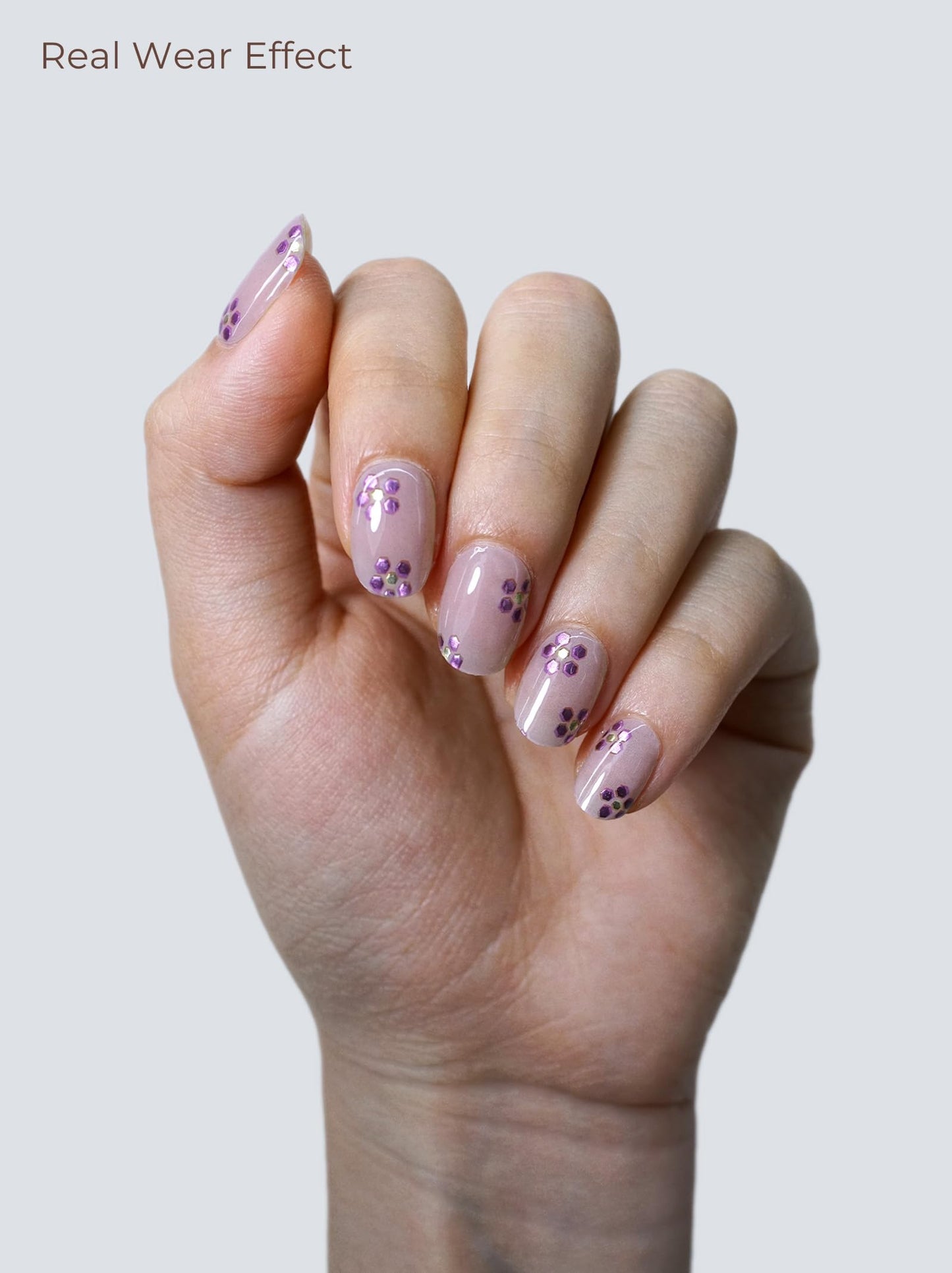 Beaolata Real Gel Nail Strips (No UV Light Needed) - 44Pcs Salon Quality Nail Stickers - Long Lasting Polish Wraps for Women, Easy Apply & Remove (Springtime Posy Pink)
