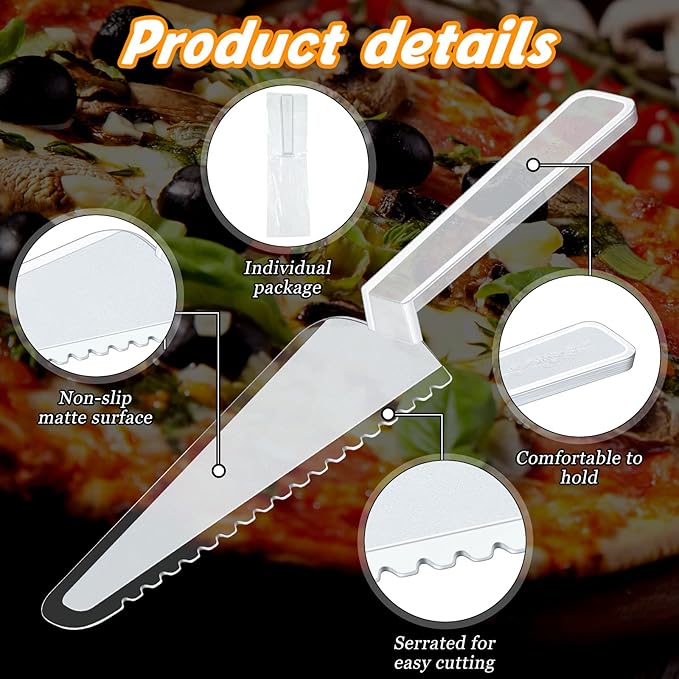 Suclain Disposable Cake Cutter 9.1 Inch Plastic Cake Server Cutting Plastic Spatula Knives Pie Pizza Pastry Slicer Serving Utensils for Kitchen Wedding(Clear,100 Pieces)