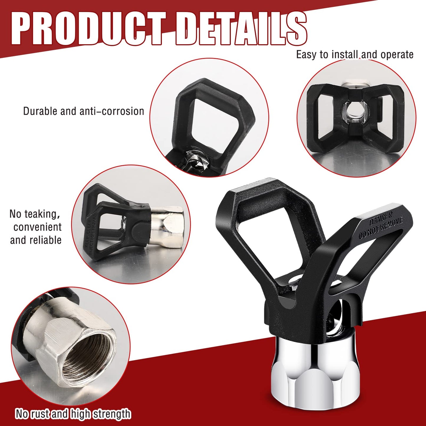 5 Pcs Airless Sprayer Gun Hose Kit Airless Paint Spray Gun High Pressure 3600 Psi 517 Tip Swivel Joint with Nozzle Guard Tips and 10 Inch Extension Rod for Machine Paint