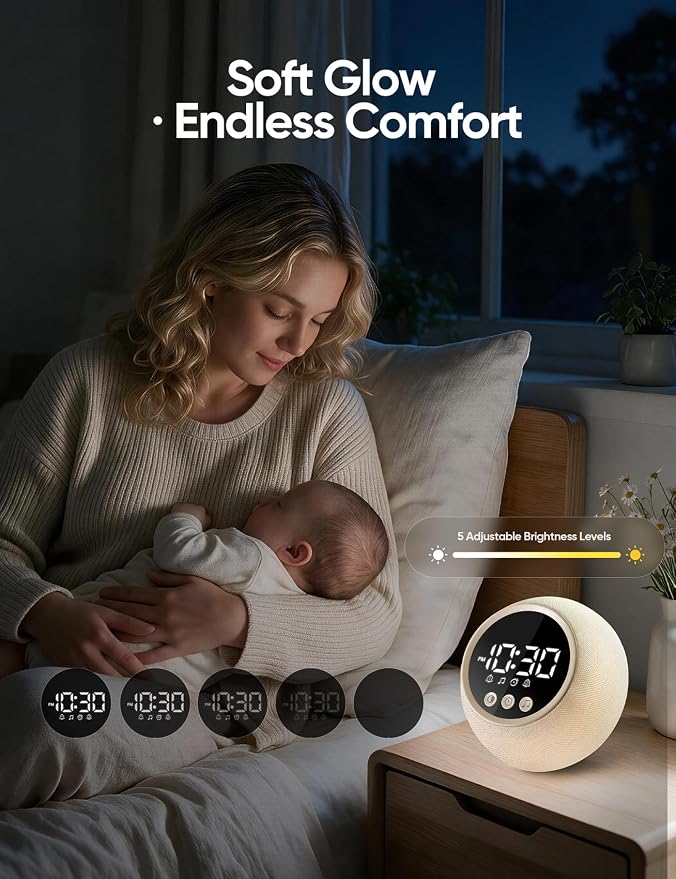 Sunrise Alarm Clock with Sound Machine, Wake Up Light, Dual Alarms