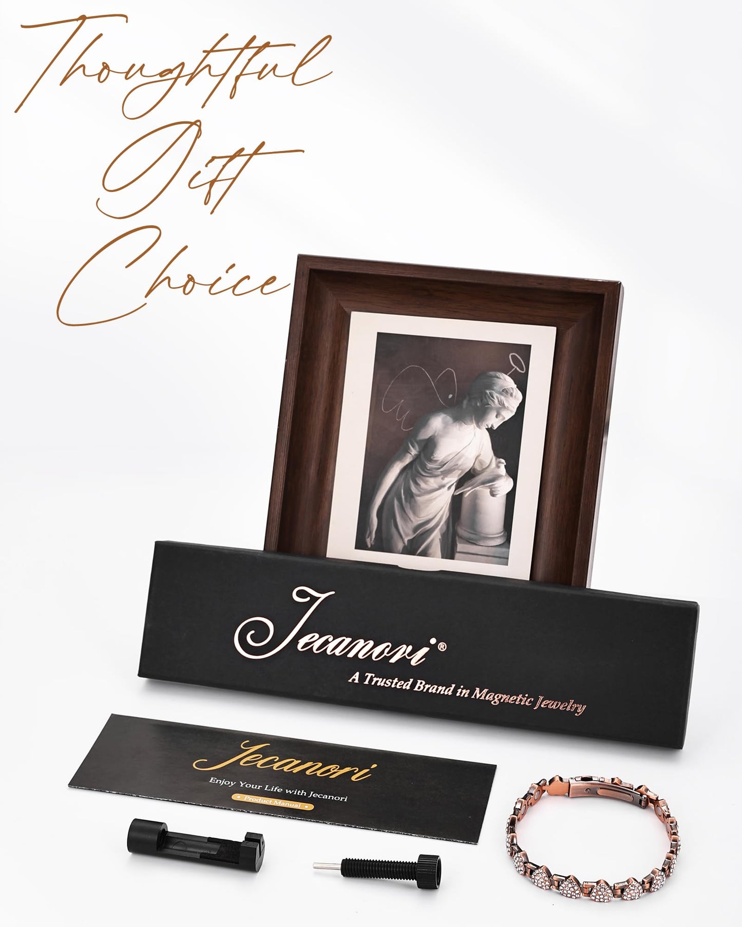 Jecanori Pure Copper Bracelets for Women, Effective Magnetic Bracelets with Sparkling Rhinestones, Adjustable Copper Jewelry Gift