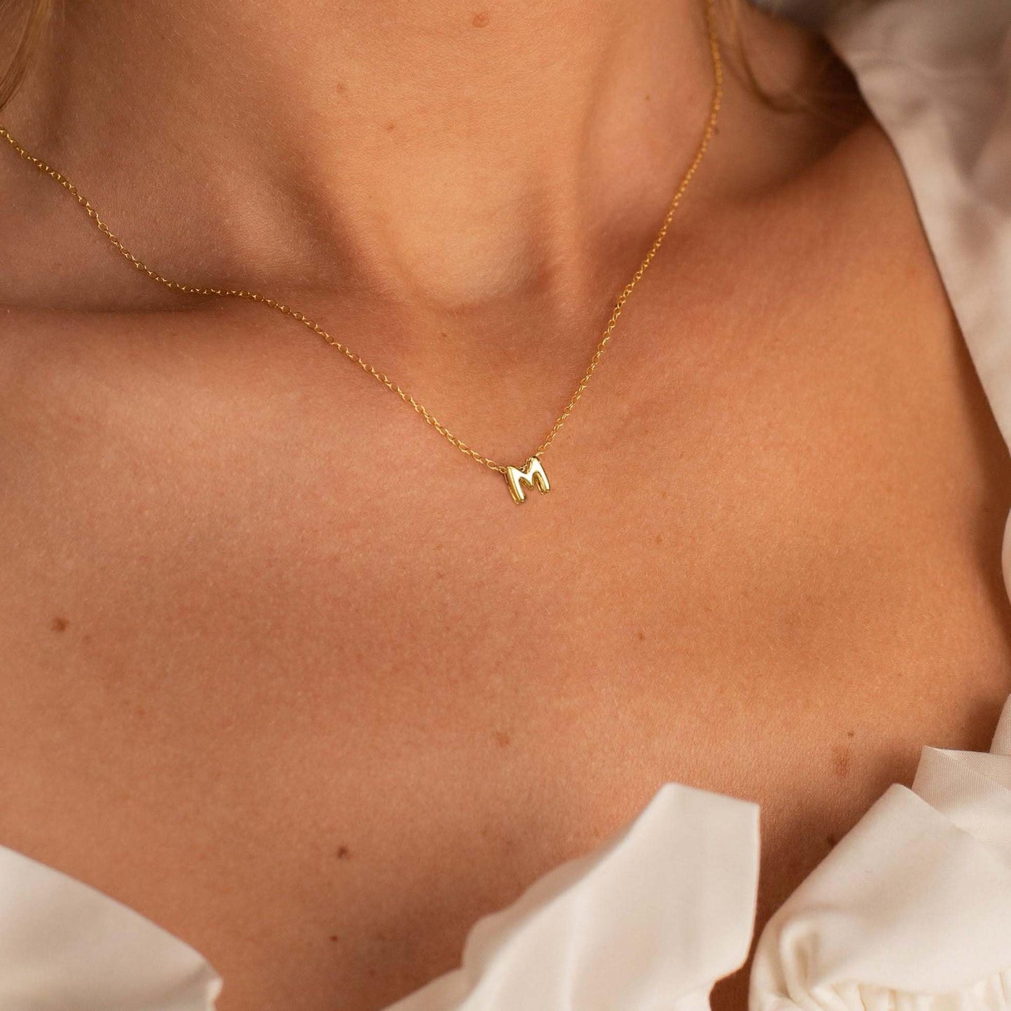 CUEZIY 14K Gold Plated Bubble Letter Necklace Initial Necklaces for Women Dainty Personalized Charm Pendant Name Necklace Cute Non Tarnish Fashion Accessories Teen Gift Trendy Stuff Jewelry Gifts