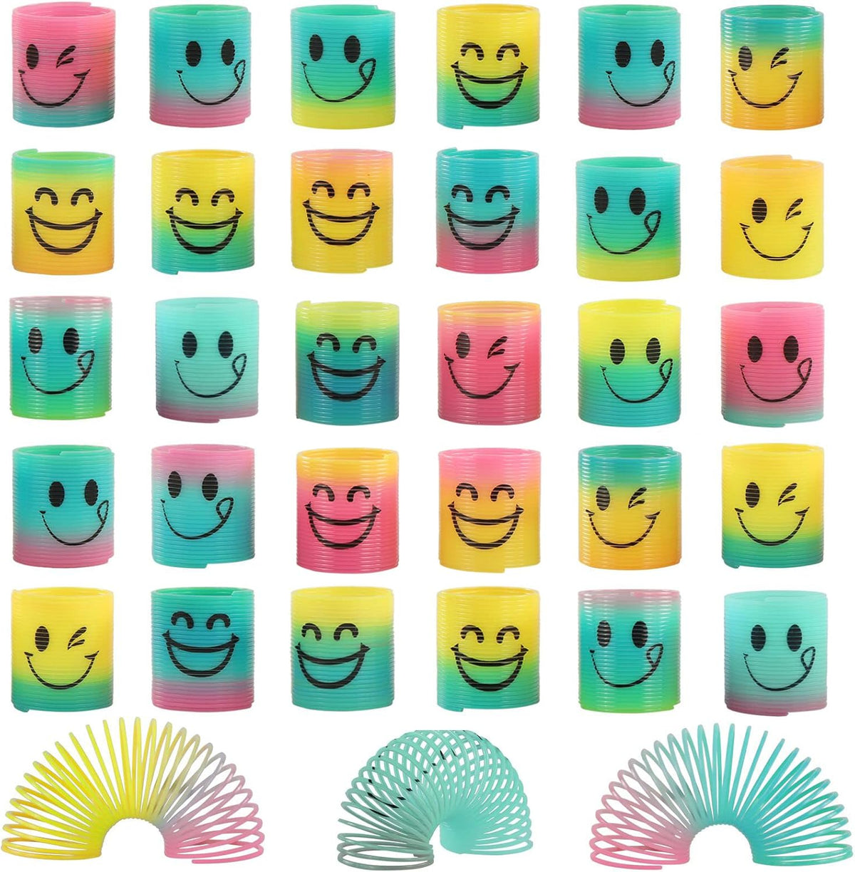 30 Pack Spring Rainbow Magic Fidget Stress Coil Mini Springs Bulk Toys for Party Favor Carnival Prize Birthday Goodie Bag Stuffers for Kids Boys Girls…