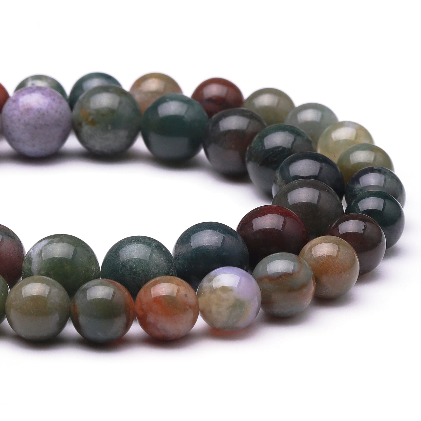 Chicager Natural Stone Beads for Jewelry Making,8mm Indian Agate Polished Smooth Round Gemstone Beads for Bracelet Necklace 15 Inch