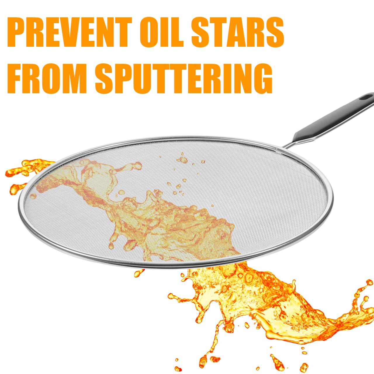 Unomor Oilproof Mesh Lid 15.75 Inch Splatter Screen for Frying Pan Grease Splash Guard Heat Resistant Pan Cover Kitchen Cooking Tool