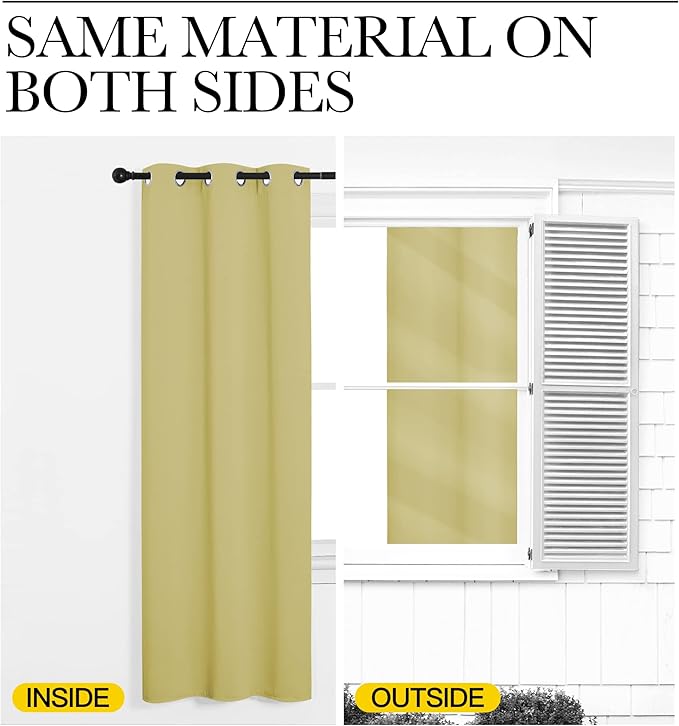 NICETOWN Paler Yellow Blackout Curtains 96" Long for Office, 55" Wide, 2 Pieces, Dining Room, Guest Room, Sound Reducing Heat and Cold Block Curtain Panels for Modern Room Decorative