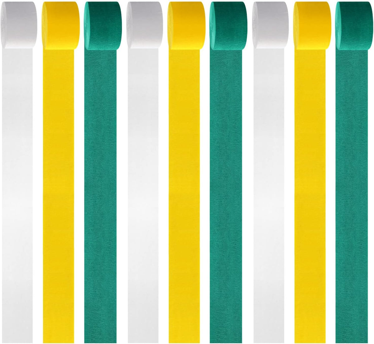 Green-White Yellow Party-Decorations Crepe-Paper Streamers - 9 Rolls Birthday Paper Garland Streamer Neutral Baby Shower Sping Summer Garden Tea Party Decor Panduola