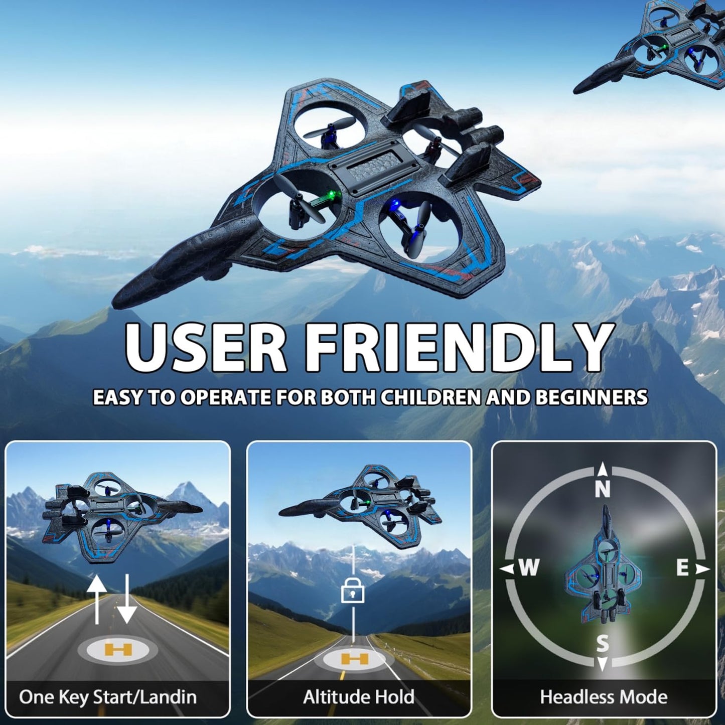 Remote Control Airplane RC Plane for Kids Adults, Easy to Fly 2.4GHz RC Fighter Jet Model Plane, Durable Foam Glider Aircraft for Beginners with Long Flight Time - Best Gift Toy