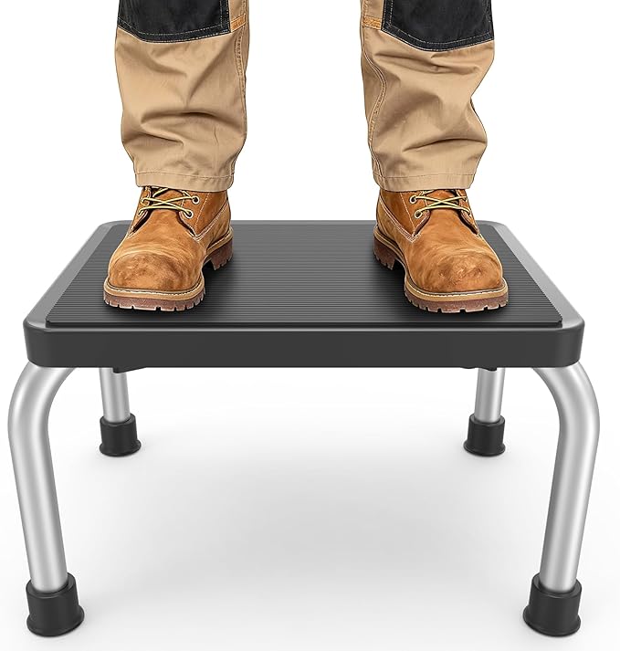 Step Stool with Anti-Slip Platform & Feet, Widely Use Foot Stool for Bedroom Kitchen Bathroom, Heavy Duty Step Stool Holds up to 350 lbs