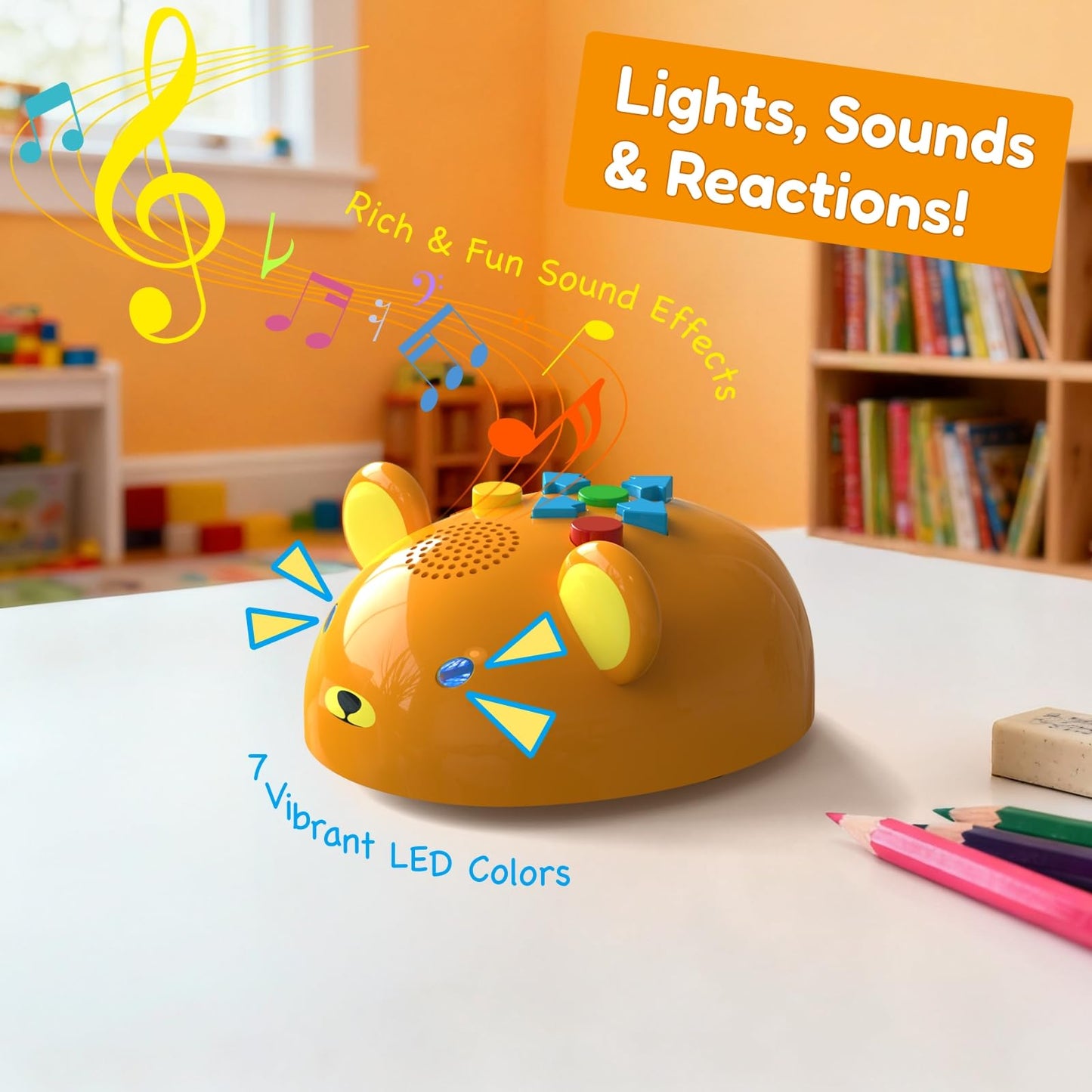 Apitor Robot Bear Screen-Free Coding Robot for Kids Ages 3-5, First Coding Toy with Lights, Sounds & Alphabet Map, STEM Learning Toy Birthday Gift for Boys & Girls