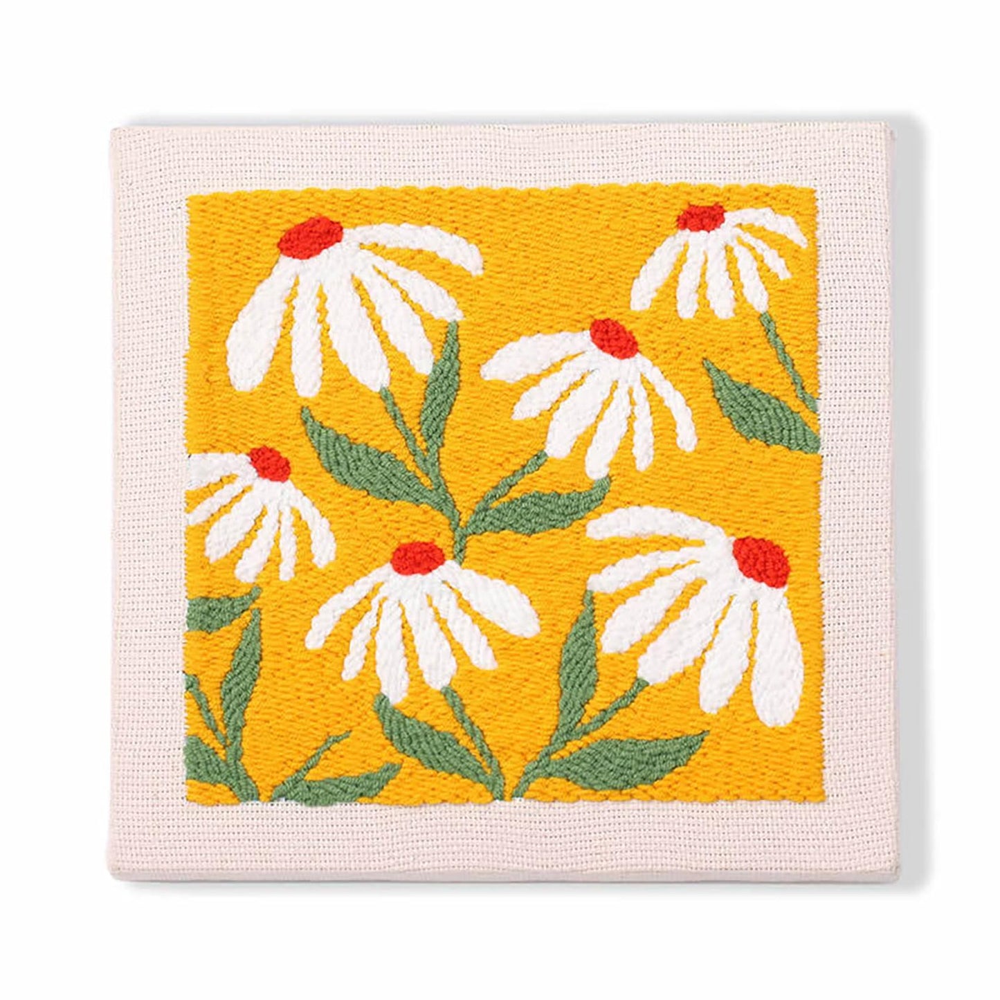 LB Orange Floral Punch Needle Kit Frame, Punch Needle Kits Adults Beginner Hand Embroidery Starter Kit with Flower Pattern and Instructions Punch Needle Embroidery Kit Include Embroidery Hoop Threads
