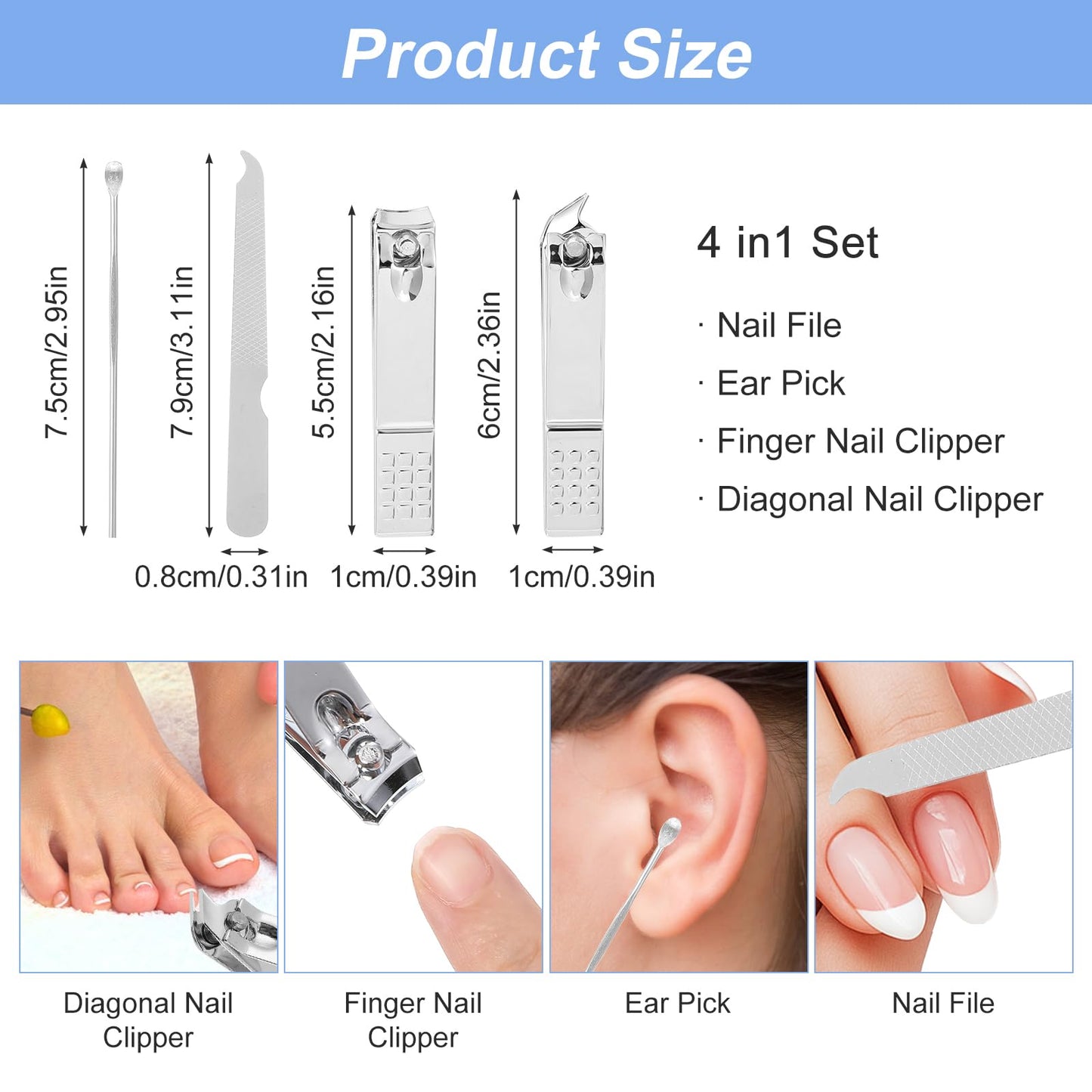 PercyEffie 20Sets Manicure Set bulk nail clipper kit Stainless Steel manicure kits bulk fingernail clipper sets 4in1for gift sets beauty Pedicure Kit Pedicure Tools with Travel Case Men Women