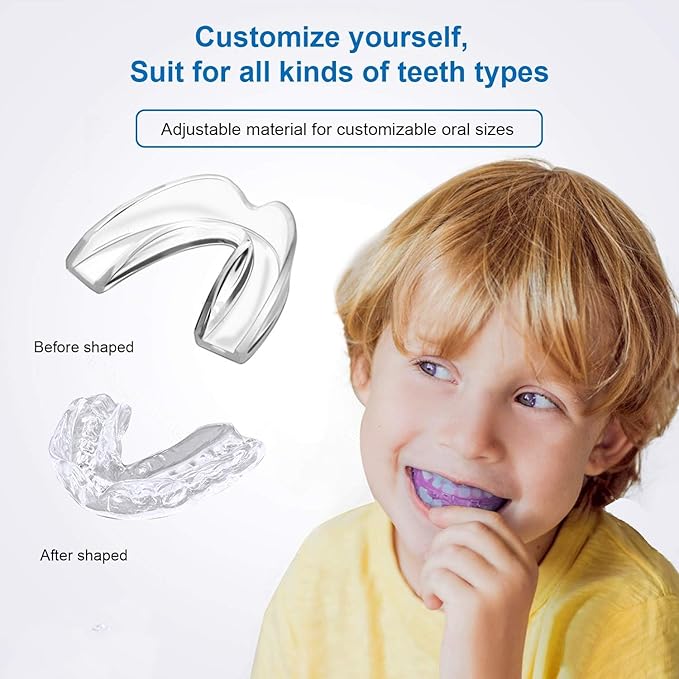 4 Pack Kids Mouth Guard for Grinding Teeth & Clenching, Eliminates TMJ, Stops Bruxism, Athletic Night & Sport Guard (Kid Size)