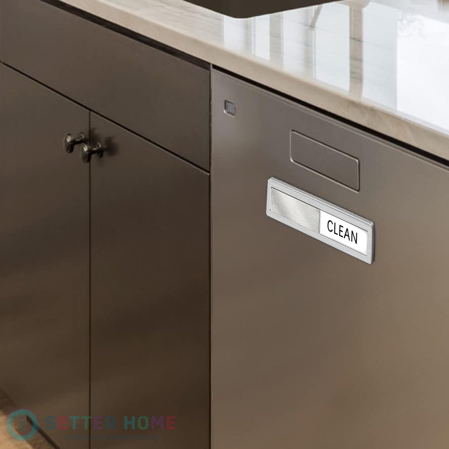 Clean dirty magnet for dishwasher, Premium Stainless Steel Black Clean Dirty Sign Indicator - Grade 304 Clean Dirty Magnet for Dishwasher, Easy to Read with Extra Adhesive Tape (Silver/White)