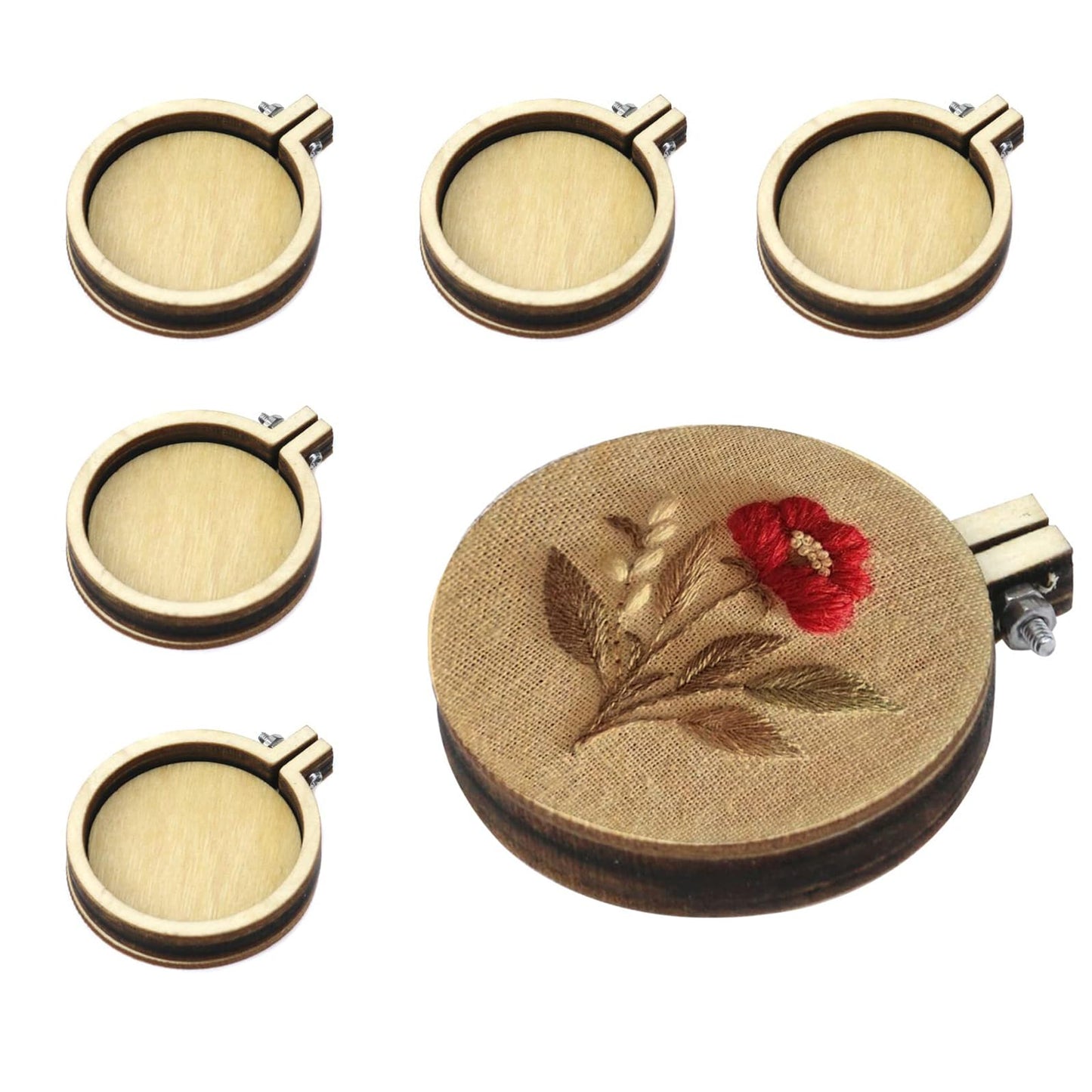 Dnyta 10pcs Mini Embroidered Hoop Round Tiny Cross Stitch Hoops for Art Craft Sewing Keychain Earrings Jewelry(1.6")