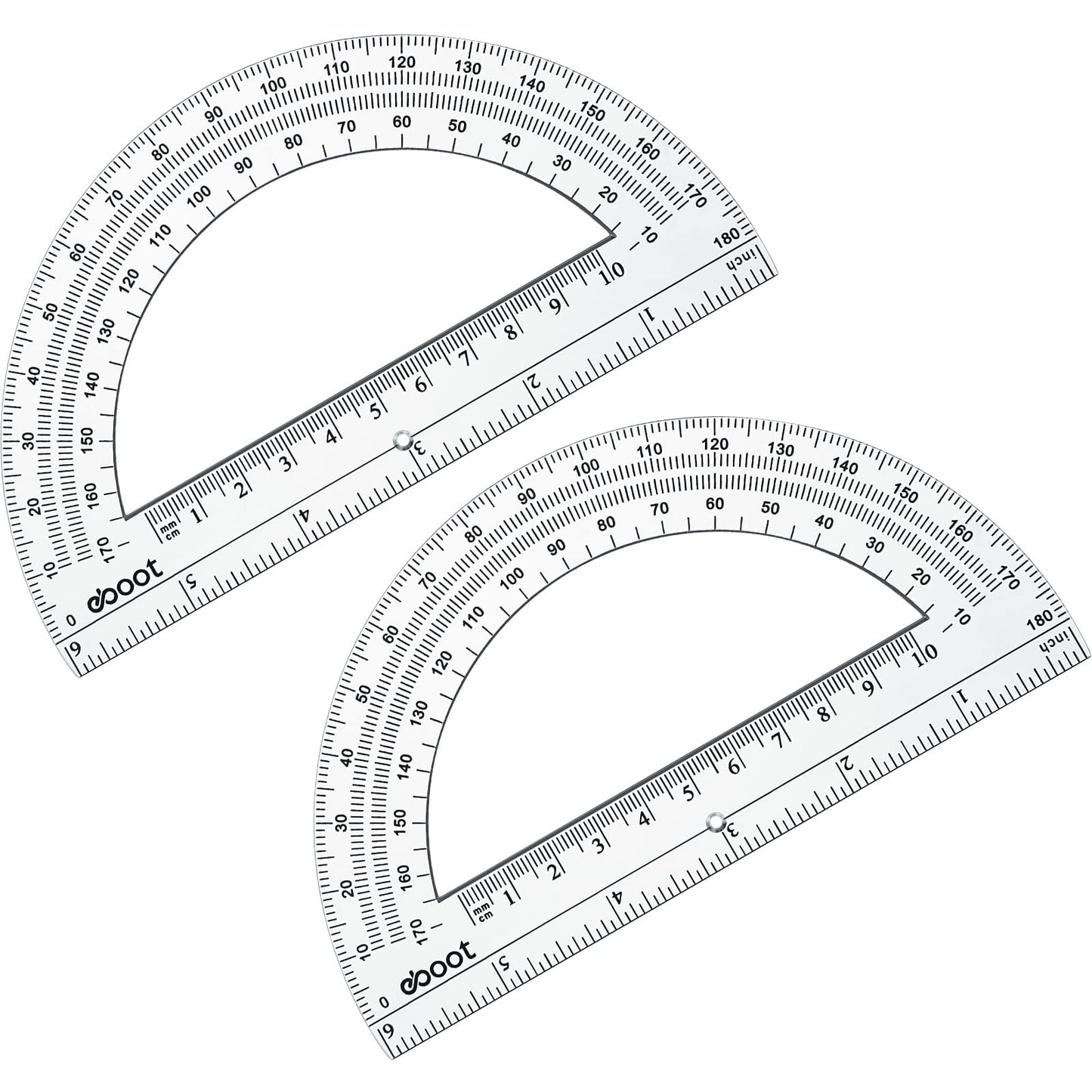 EBOOT 24 Pack Plastic Protractors Math Protractor 180 Degrees 6 Inch (Clear)