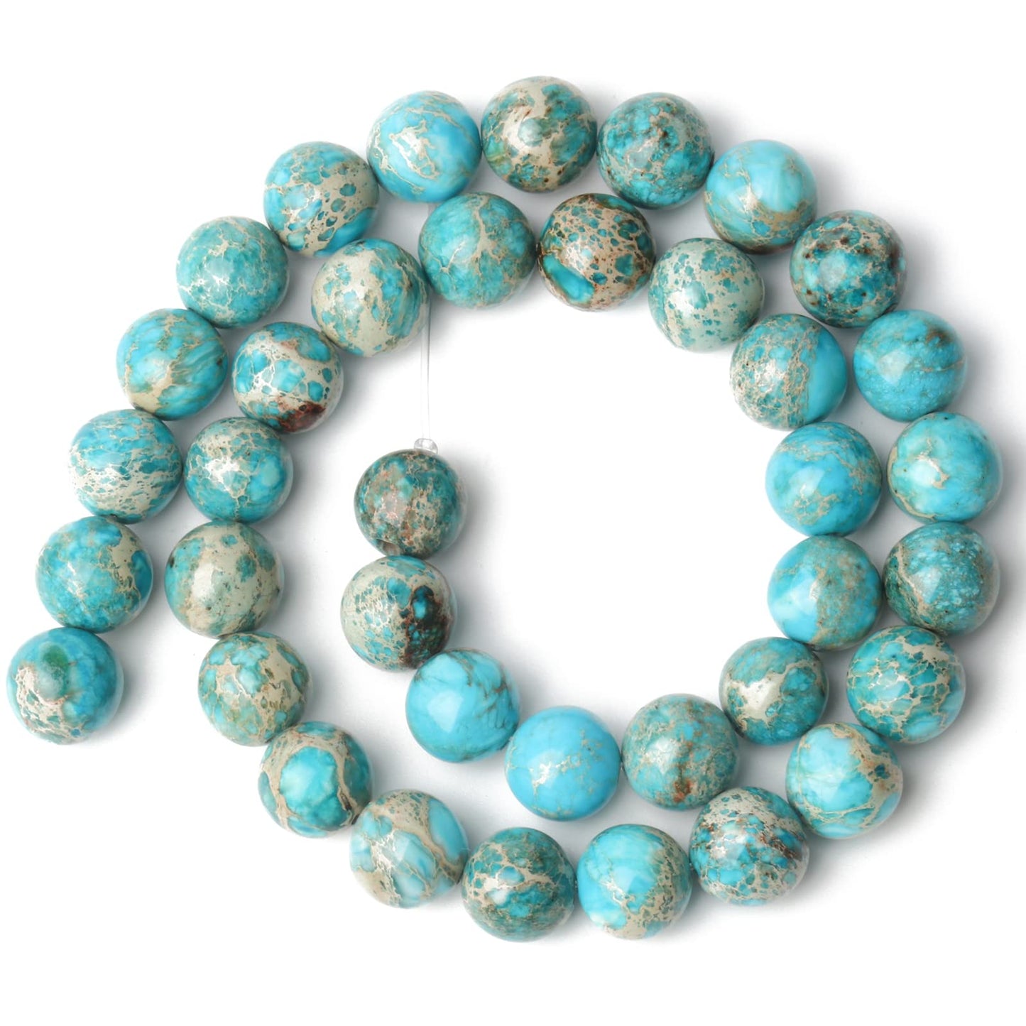 Song Xi Light Blue Sea Sediment Natural Stone Beads for Jewelry Making - 6mm Gemstone Beads