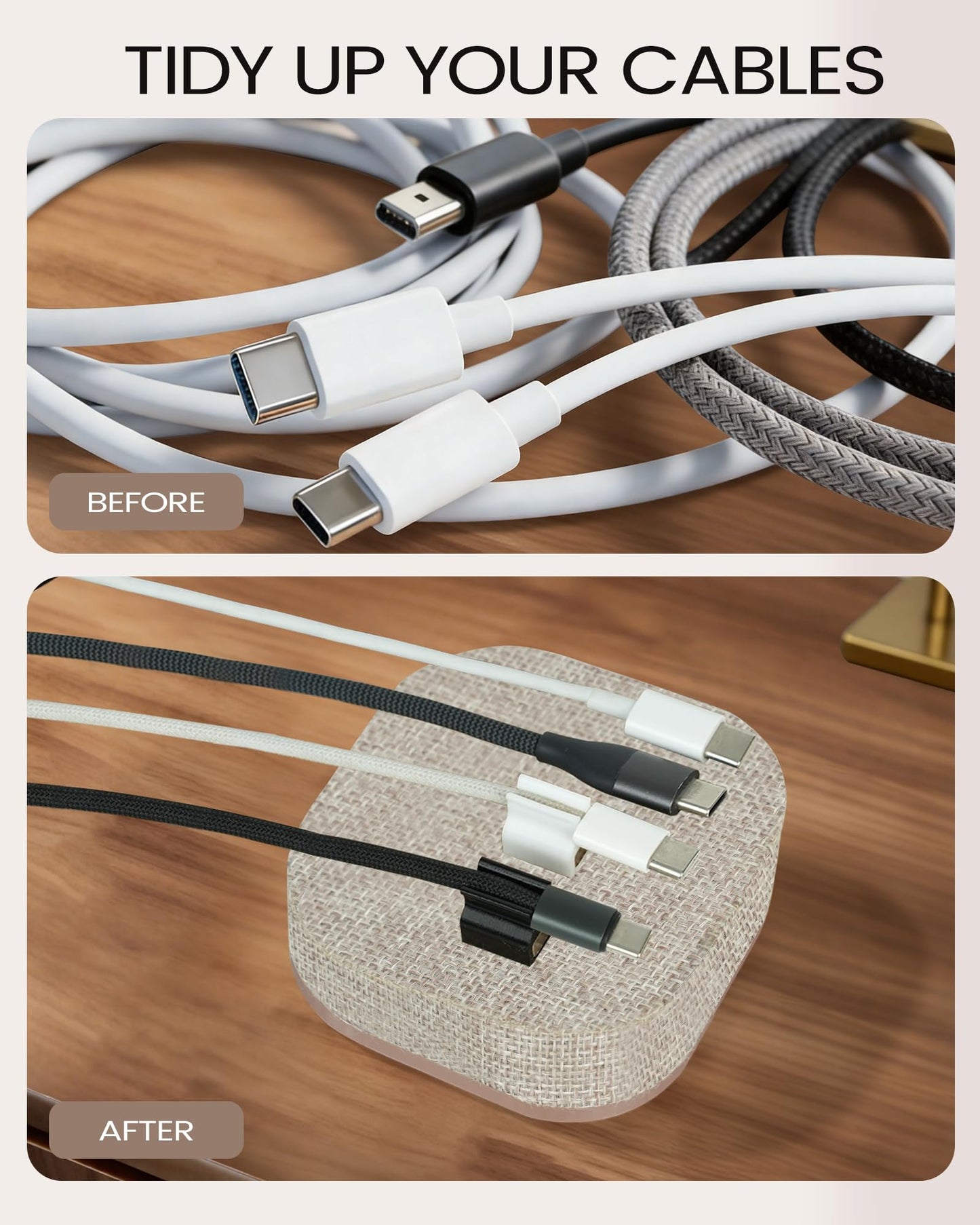 Brolena Magnetic Cord Holder, Cable Organizer with 5 Magnetic Clips for Desk & Nightstand Cable Management, Practical Charging Accessory for Home, Office & Gift Giving