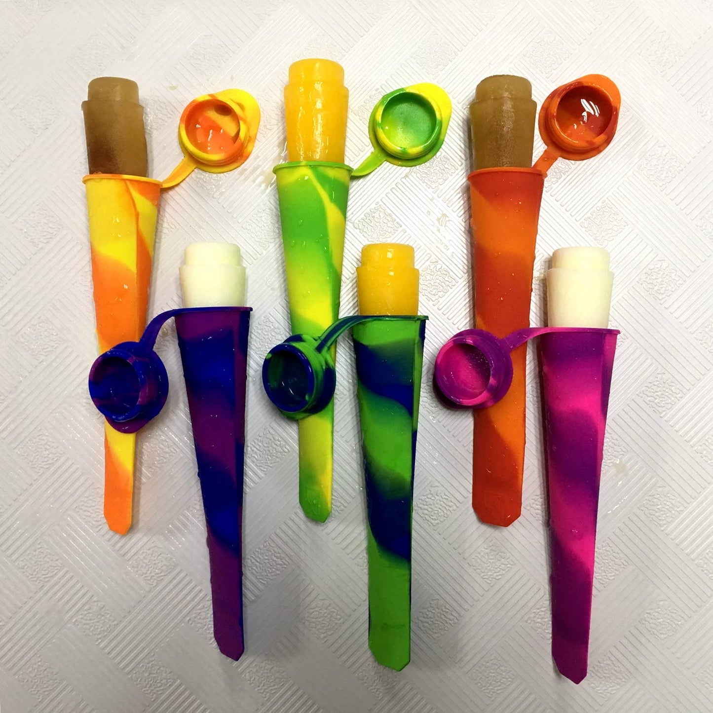 Helpcook Popsicle Molds,6 Pack Silicone Ice Pop Molds,Drip Free Popsicles Molds for Kids,Easy Release Ice Cream Maker Reusable DIY Pop Molds,BPA Free Freezer Tubes with Lids