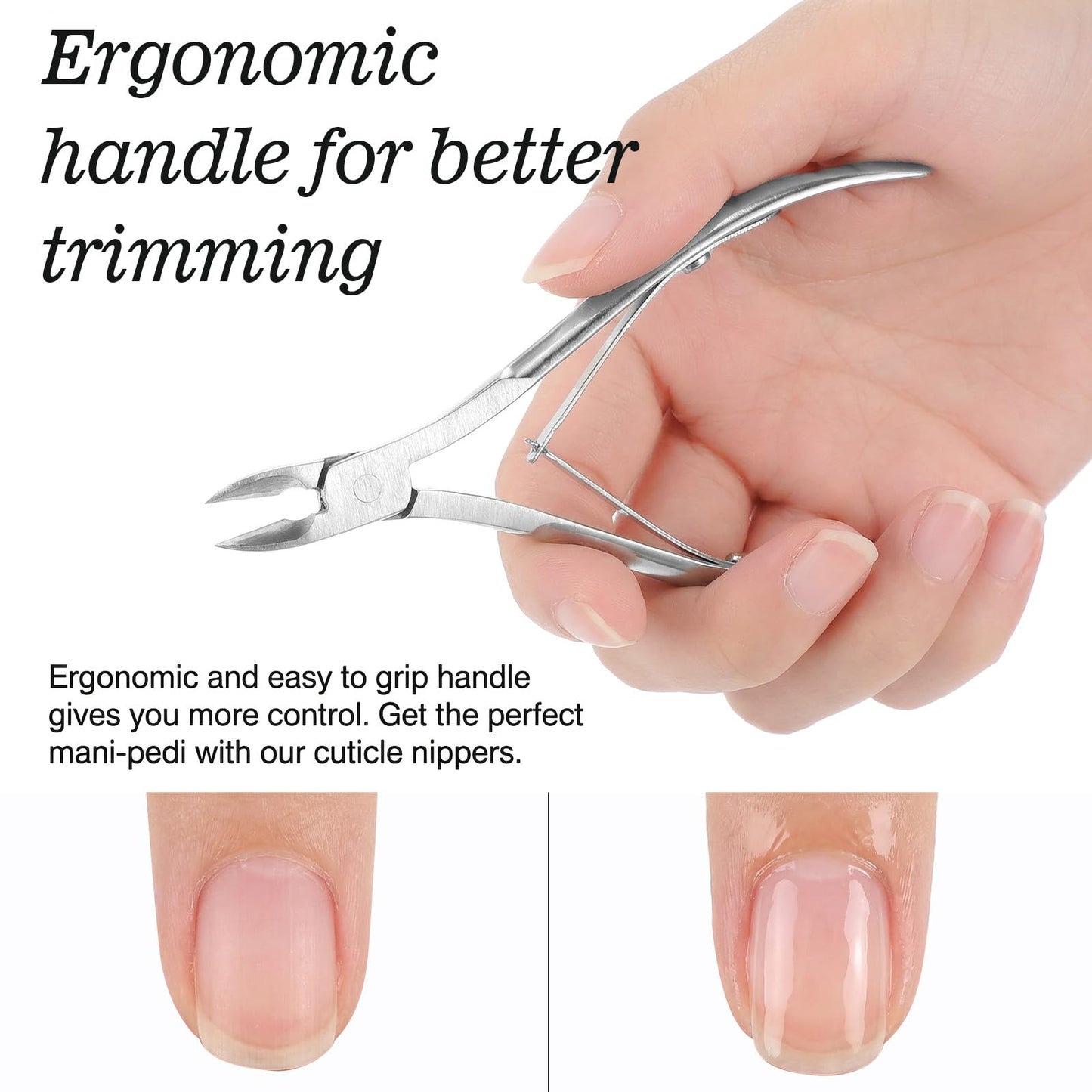 Ckhoid 20 Pieces Cuticle Trimmer with Cuticle Pusher, Professional Stainless Steel Cuticle Nippers Cuticle Remover Manicure and Pedicure Set Nail Care Kit Tools for Fingernails and Toenails (Silver)