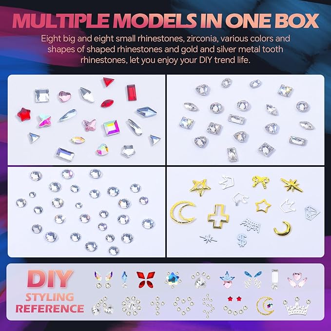 MYYKO 245PCS Tooth gems kit for Teeth,Tooth Gem Tooth Jewelry Set DIY Fashion Teeth Artificial Crystal Reflective Teeth, Used for Fashion Life and Parties