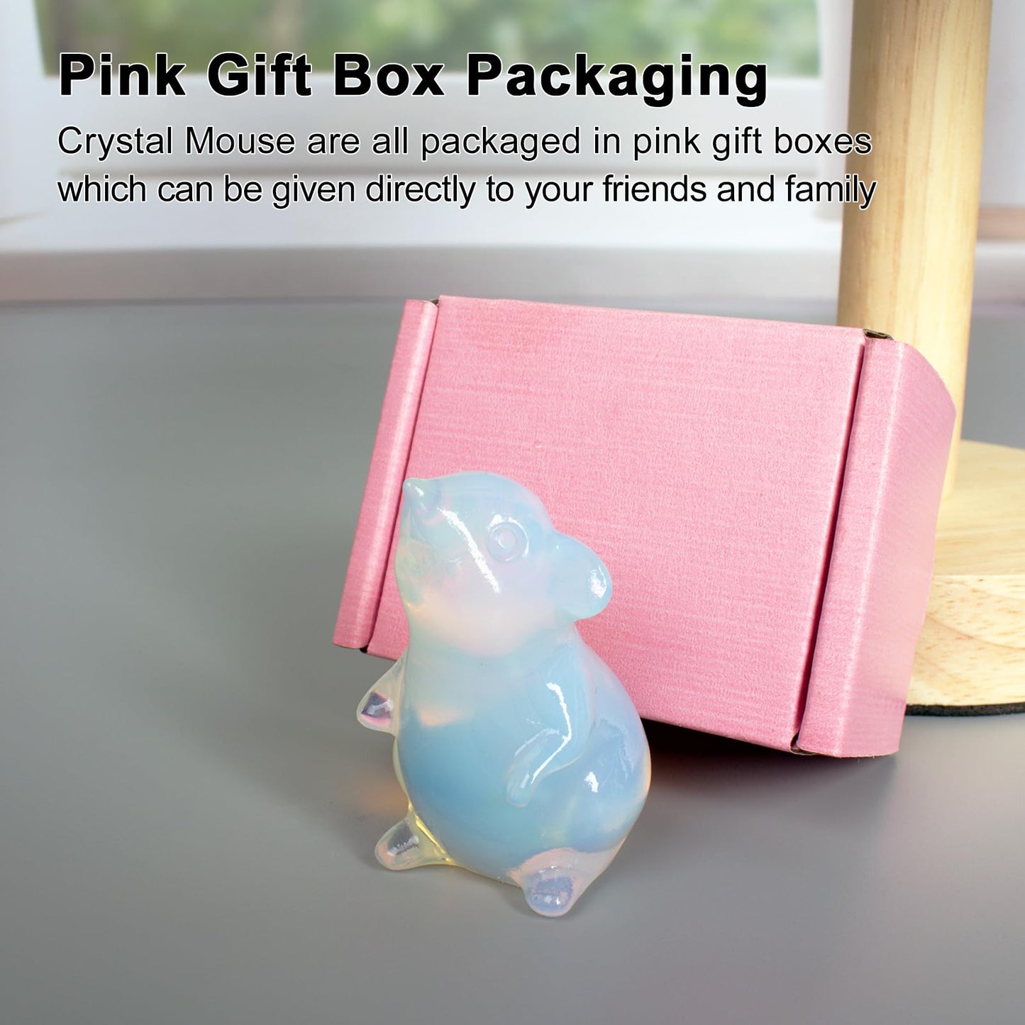 Ytbeoxk Handmade Opalite Crystal Mouse Figurine Quartz Mouse Sculpture Wealth Attracting Feng Shui Decor Mini Desk Ornament Meditation Crystal Animal Mouse Wealth Attracting.